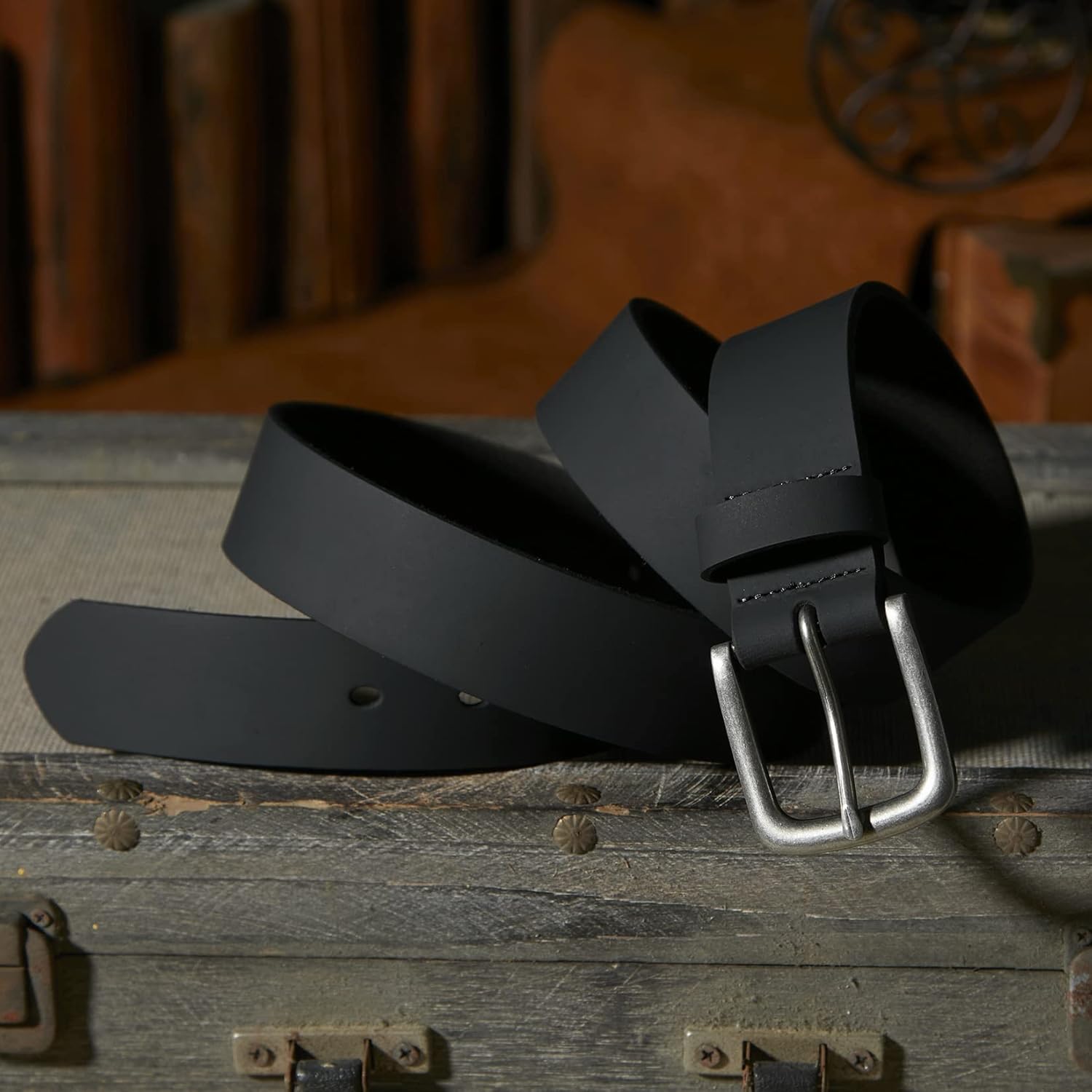 VATAN Men's Genuine Leather Casual Every Day Jeans Belts, Handmade Men Leather Belt with Gift Box - Image 4