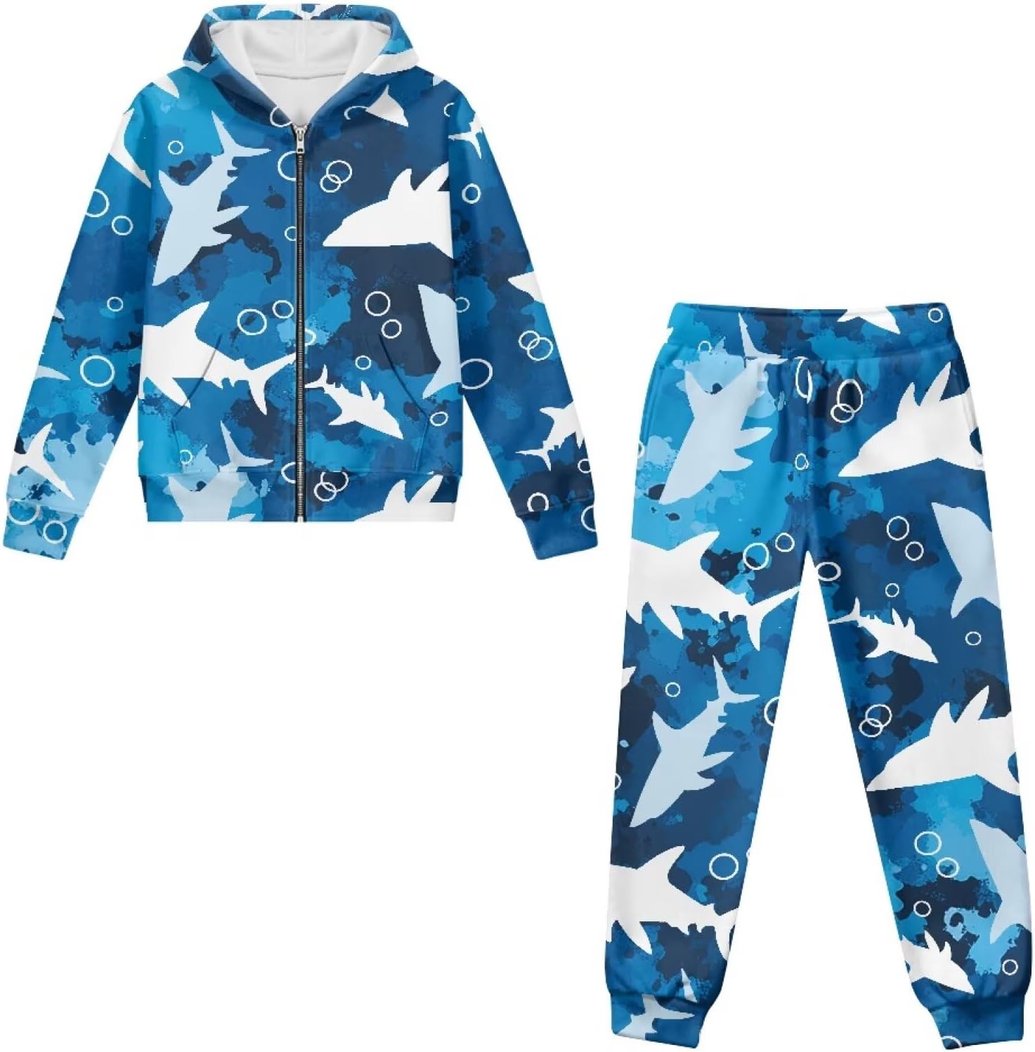 Boys Athletic 2 Piece Soft Fleece Hoodie Joggers Sweatsuit Activewear Set Workout Outfits Age 6-15Y