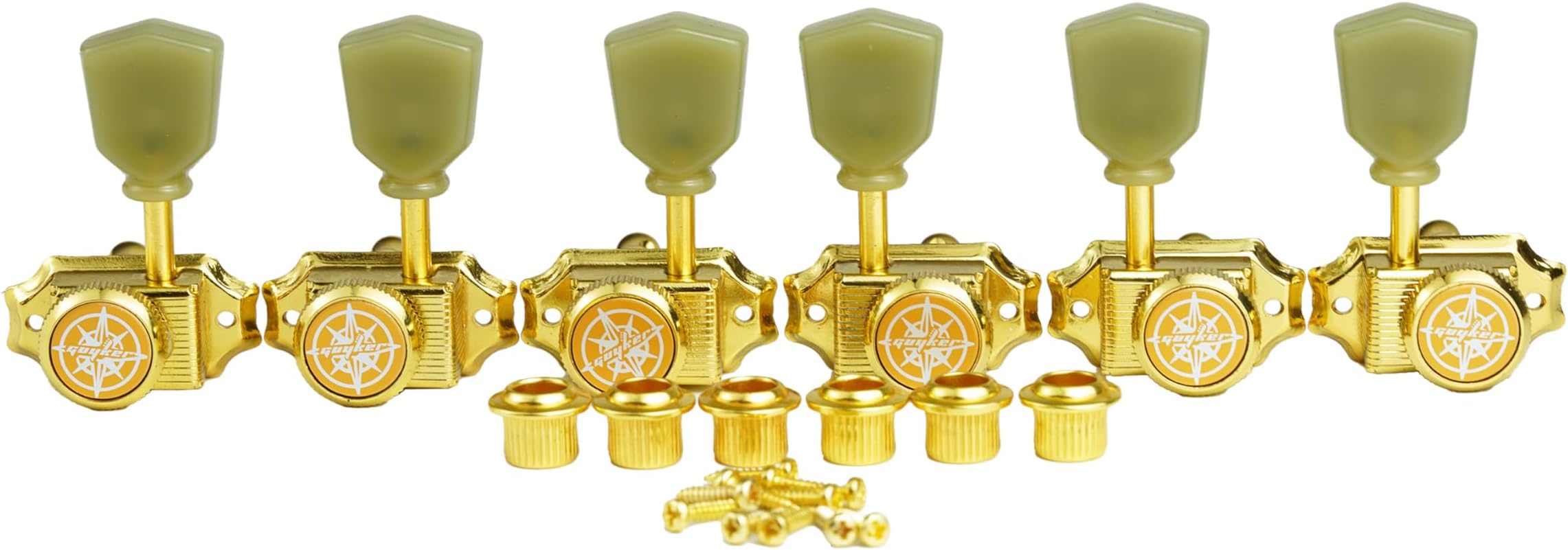 Guyker 3x3 Vintage Style Locking Guitar Machine Heads – 1:15 Ratio Lock Strin...