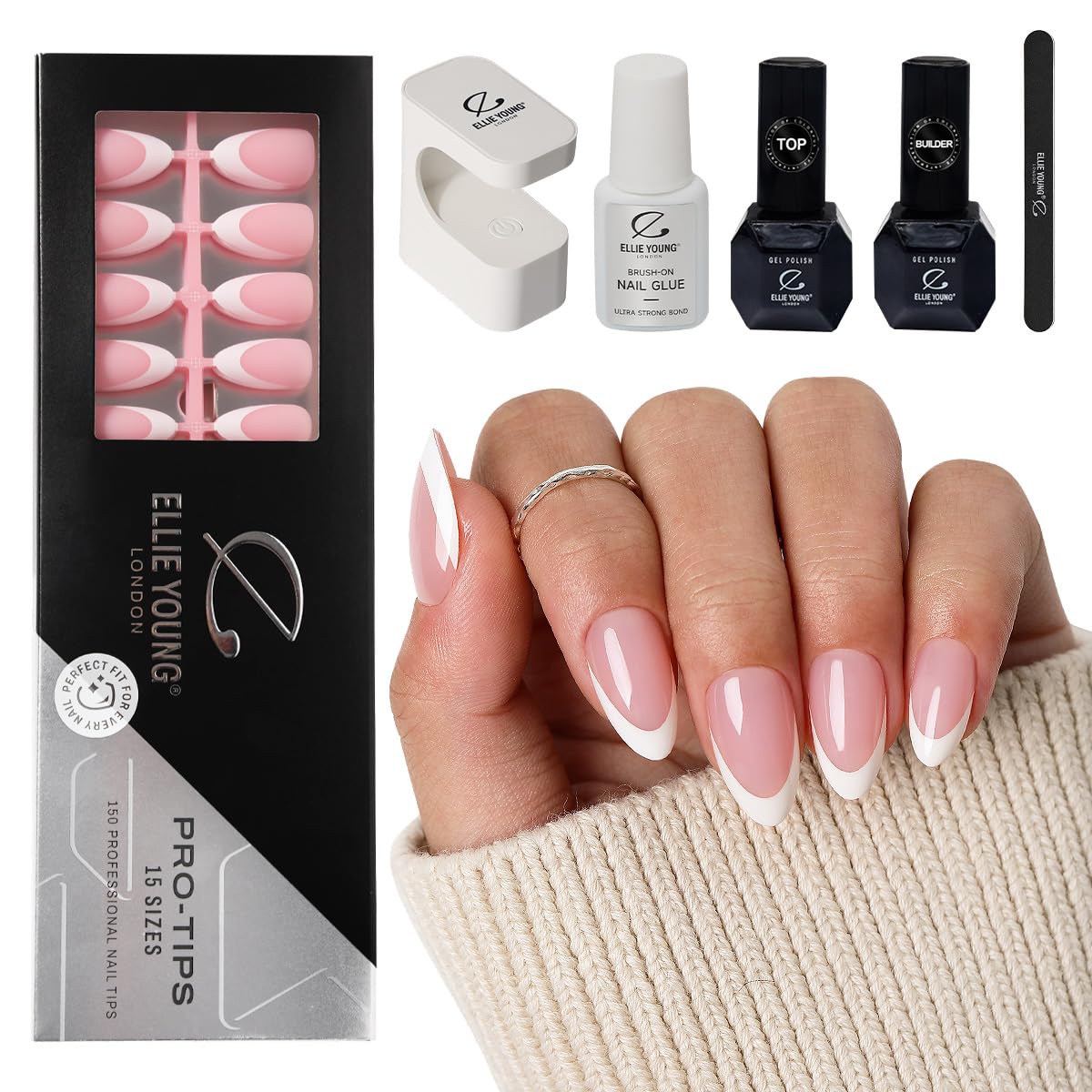 PRO-TIPS - 150 unghie a pressione, in gel acrilico, per un facile set fai da te