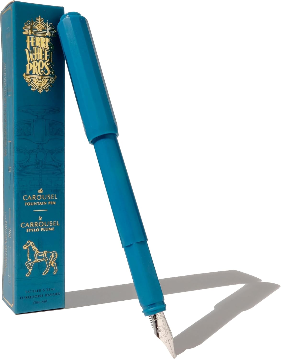 Ferris Wheel Press | Carousel Fountain Pen | Acrylic blend body | Air-sealed click locking cap | Tattler's Teal | Teal | Fine Nib