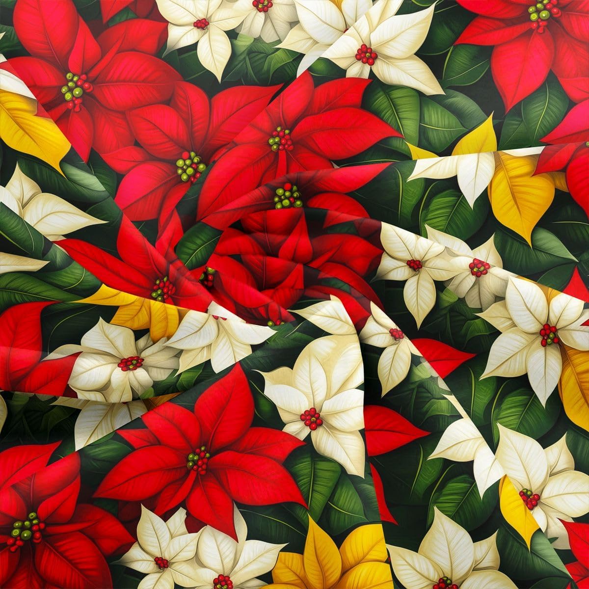 Castle Fairy Vivid Poinsettia Floral Polyester 1 Yard Pre-Cut,36" L x 59" W image 4