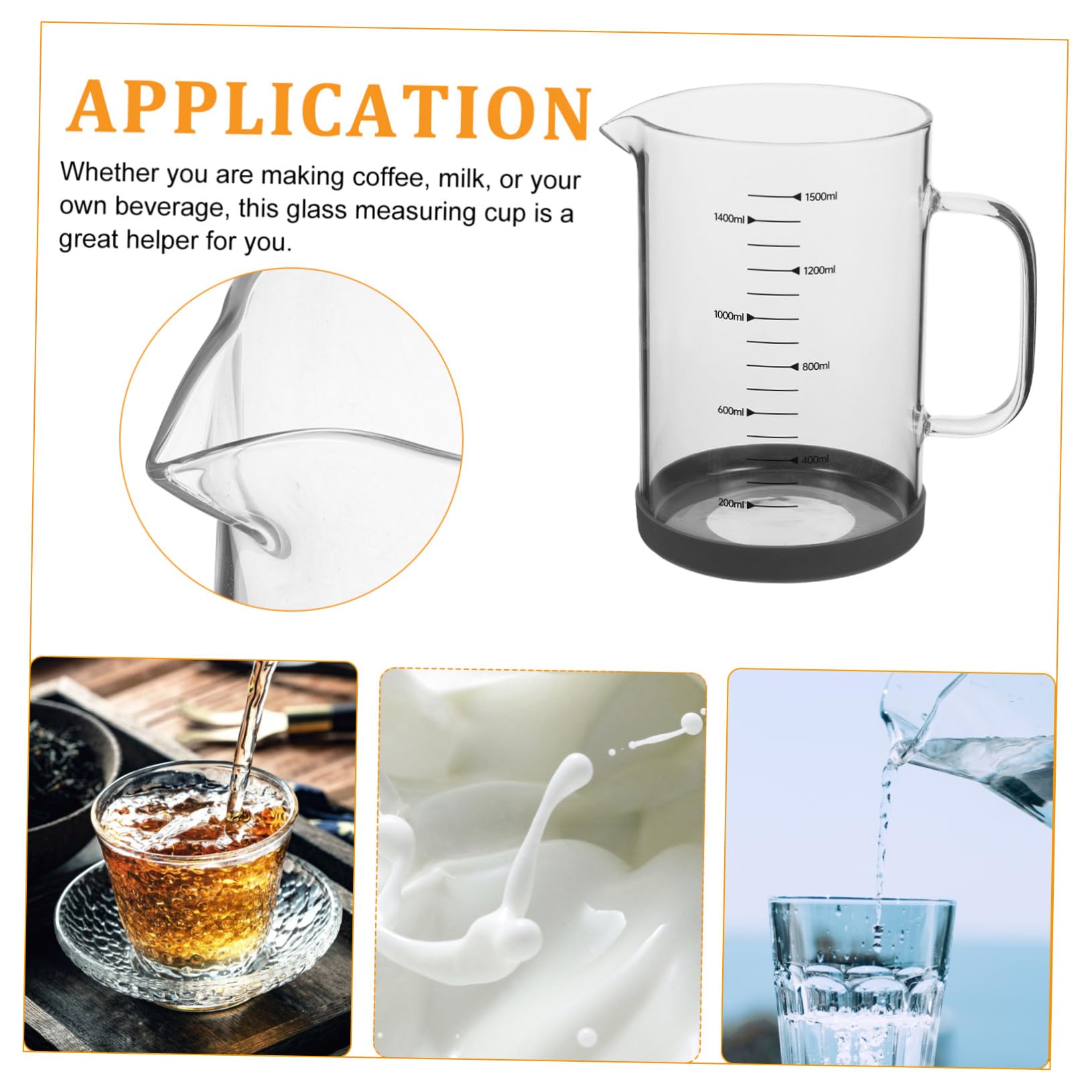 Taza Medidora de Vidrio Borosilicato Portátil con Mango para Líquidos Precisión Café y Cocina