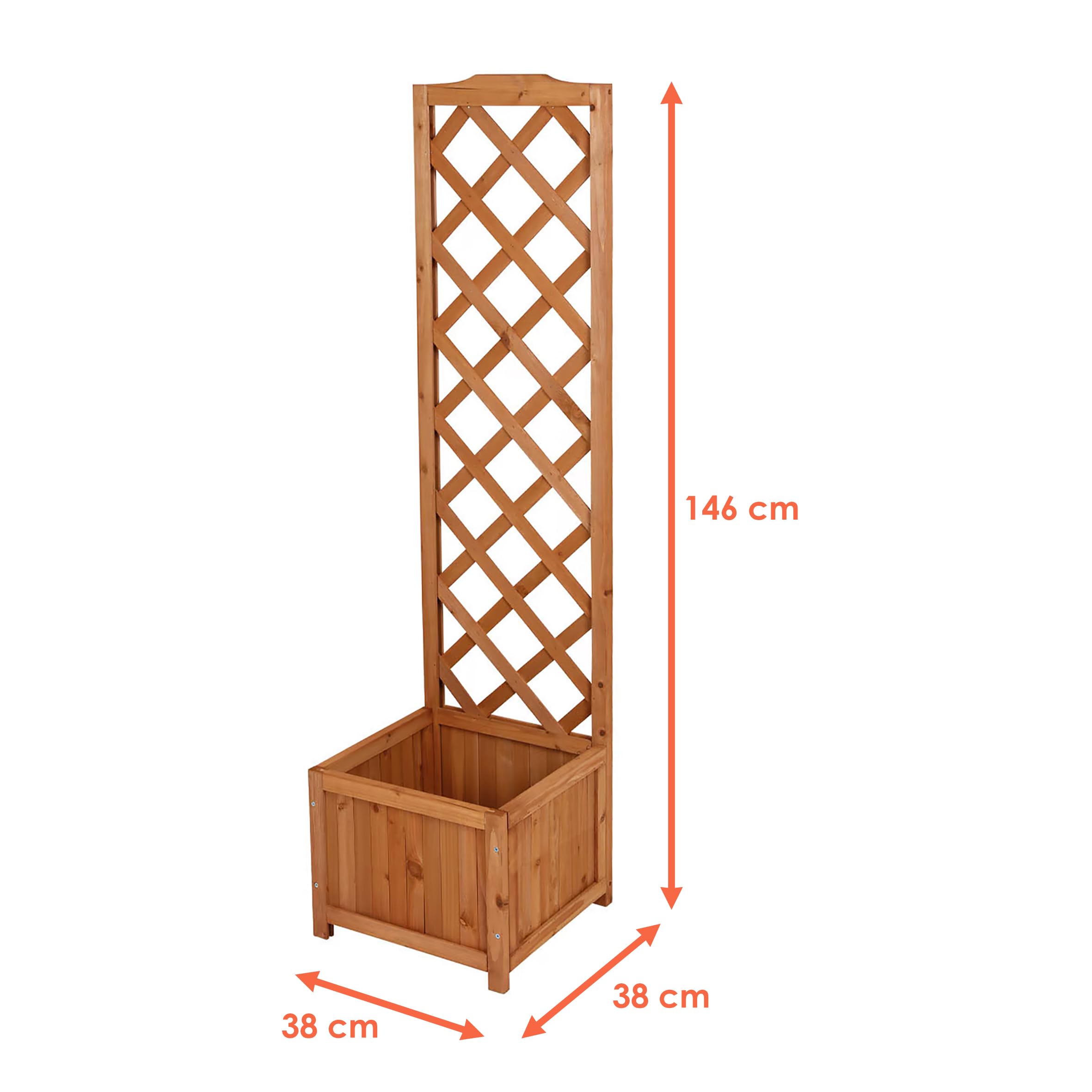 Spetebo Pot de fleurs en bois avec treillis – 135 x 40 cm – Jardinière avec tuteur – Jardinière décorative de jardin avec treillis de jardin – Treillis pour plantes grimpantes