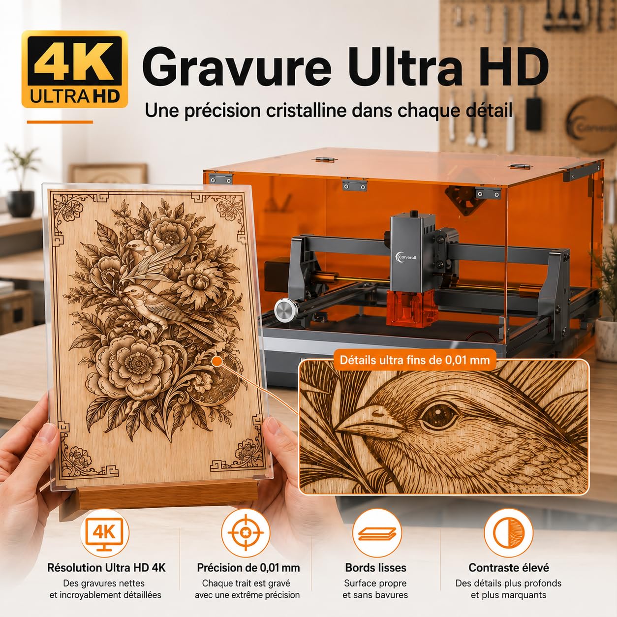 K15 Pro 10W Laser Graviermaschine & Cutter Wi-Fi App-Steuerung Klasse 1 A4 300x200mm 0,01mm Lasergravur-Maschine für Holz Acryl Metall Leder DIY Kleingewerbe