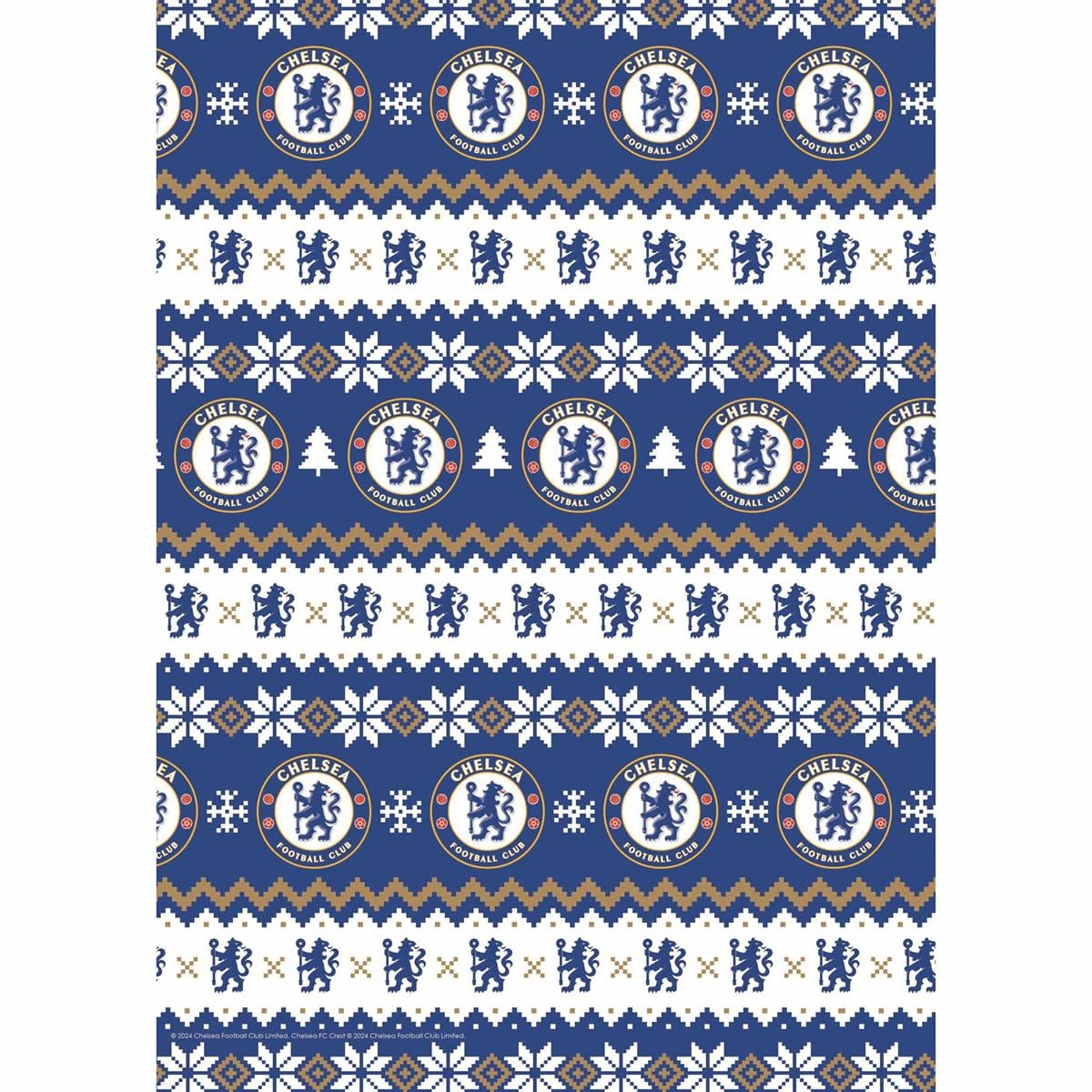 Chelsea Fc Christmas 2 Sheets & 2 Tags Gift Wrap