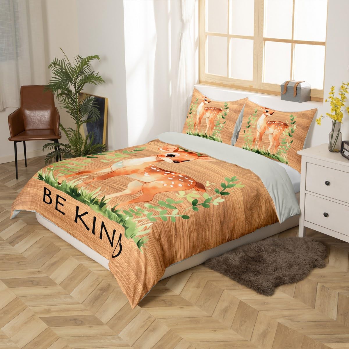 Homewish Rustykalny jeleń super king zestaw pościeli dzika dżungla zwierzęta poszewka na kołdrę leśne zwierzę poszewka na kołdrę dla dzieci chłopców dziewcząt dorosłych dzika przyroda safari zestawy
