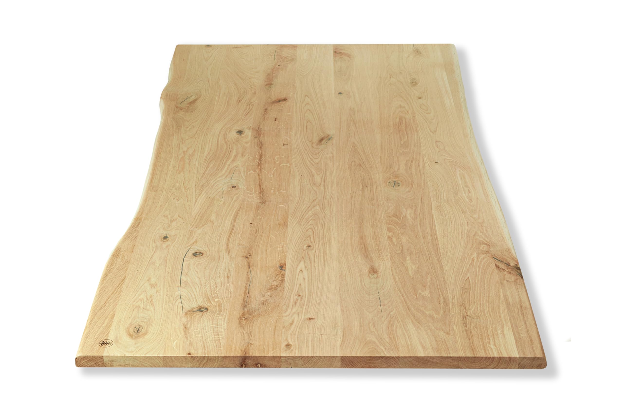 Tischplatte Schreibtischplatte 140 x 80 cm - 100% Massivholz Eiche rustikal - original Baumkante - Naturbelassen