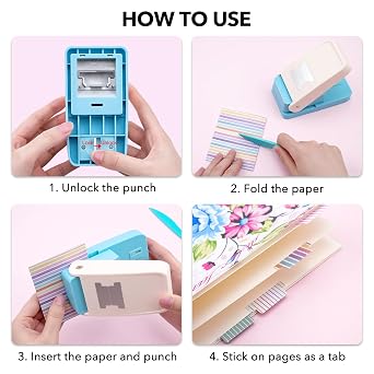 2 Pcs/Sets 30 Holes Binding Punch and Tab Machine, Loose Leaf Paper Punch Machine for Planner, A4 A5 A6 A7 B5 B6 B7 Book Binder Hole Puncher, DIY Tab Maker for Journals Notebooks Scrapbook Albums