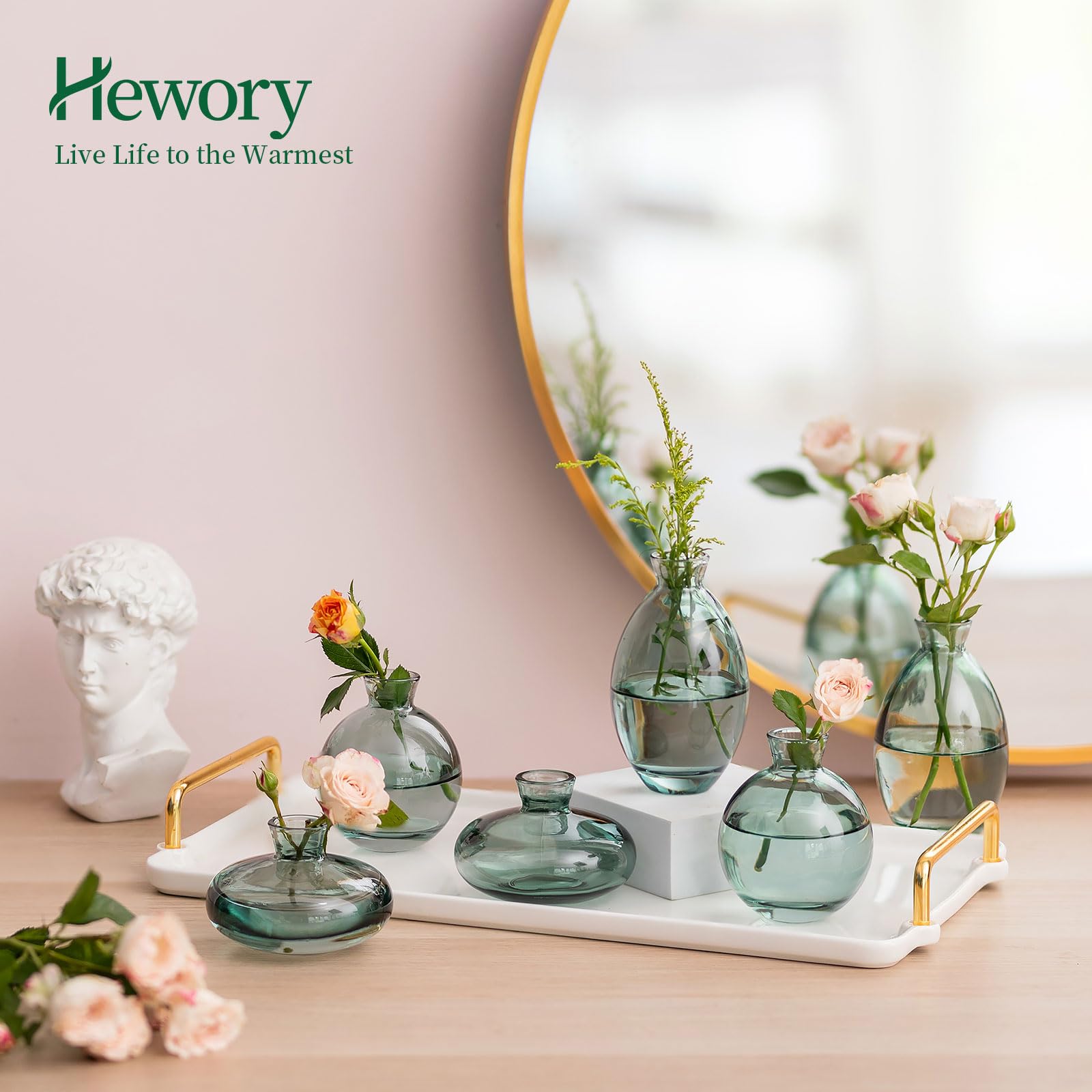 Mini Jarrones De Cristal Con Forma De Bulbo, De Color Verde 12 Cm De Alto 6 Unidades