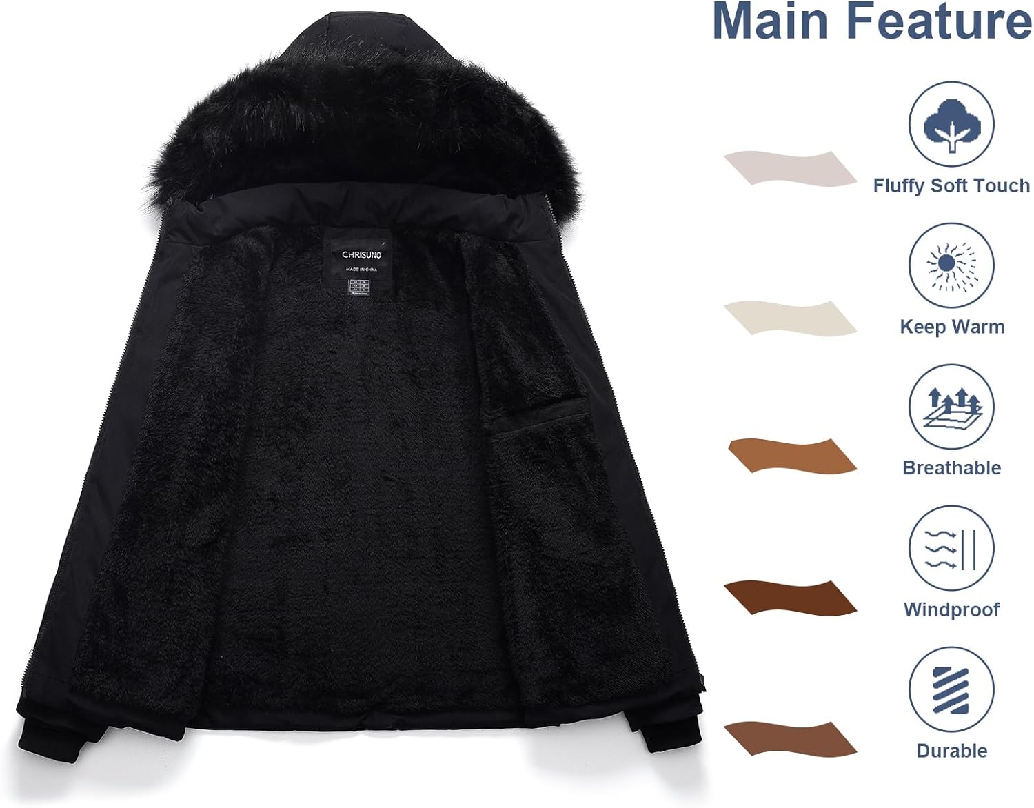 Chrisuno Women's Casual Short Winter Puffer Coat Soft Faux Fur Lining Lightweight Warm Jackets With Removable Hood - Image 3
