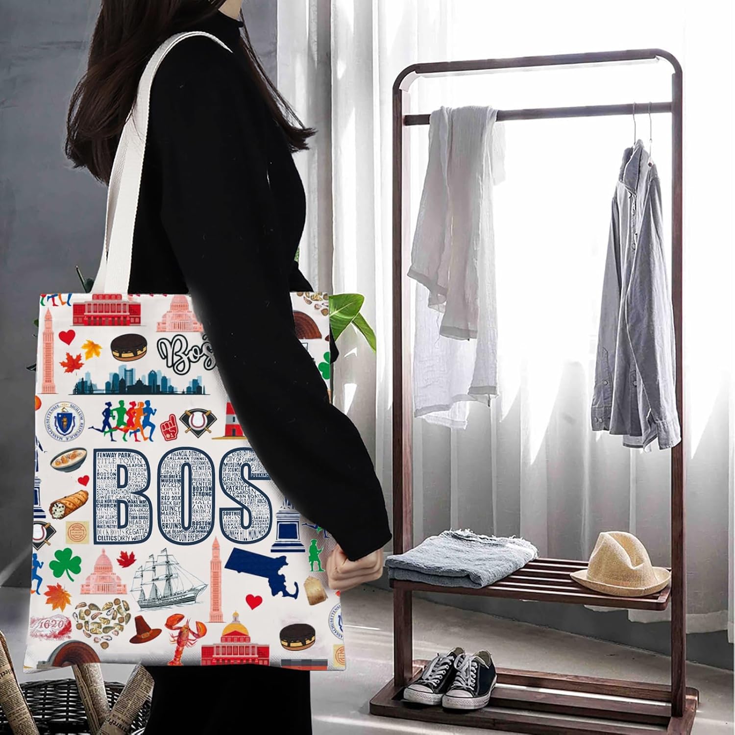 Boston Trip Tote Bag New England Souvenir Gift Boston Travel Handle Bag Massachusetts Gift Boston Housewarming Gift - Image 5