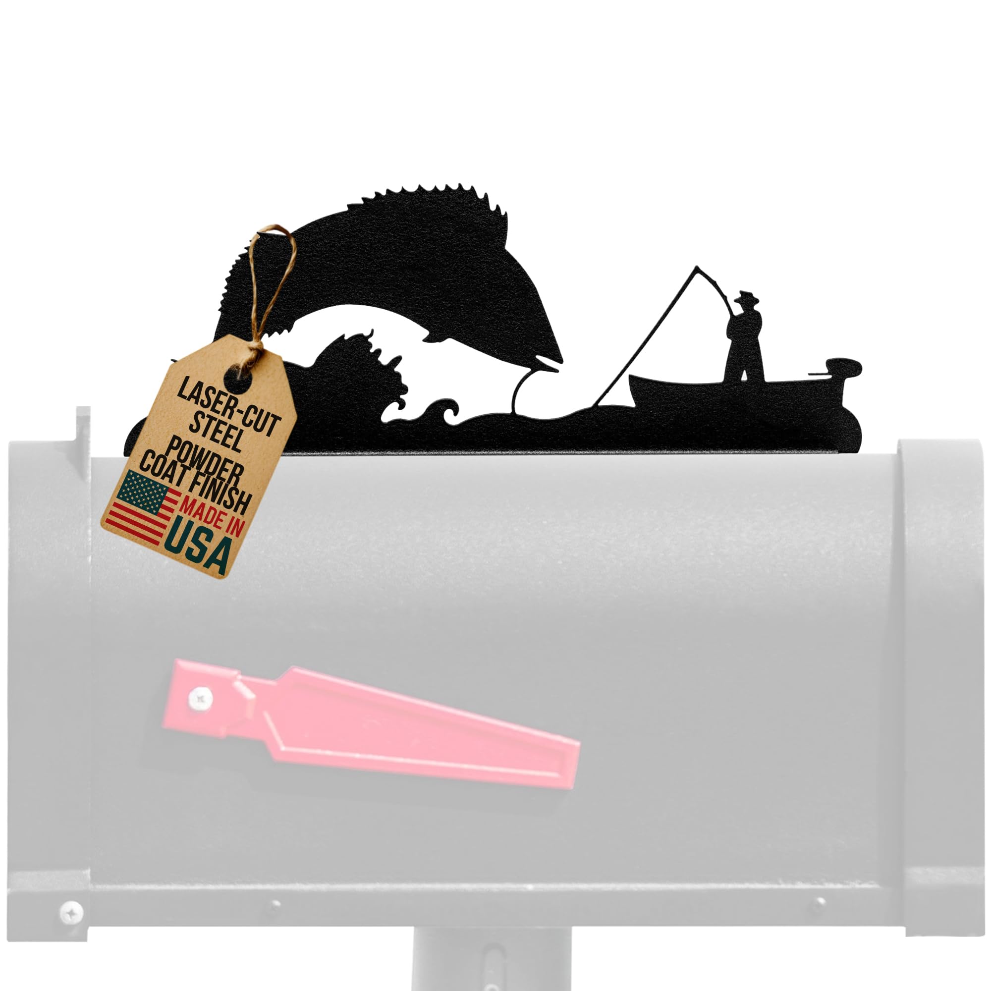 Fisherman in Boat, Fishing Angling Mailbox Topper