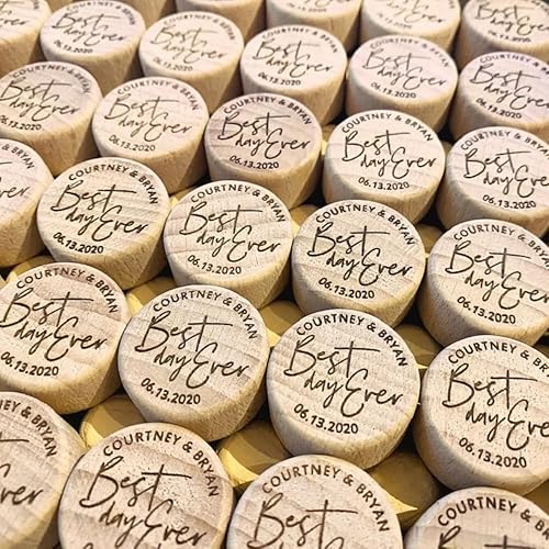 Miniatura 6 de Tapón de vino de madera personalizado, decoración de boda, tapón de botella personalizado con diseño láser, nombre de regalo para invitados (100