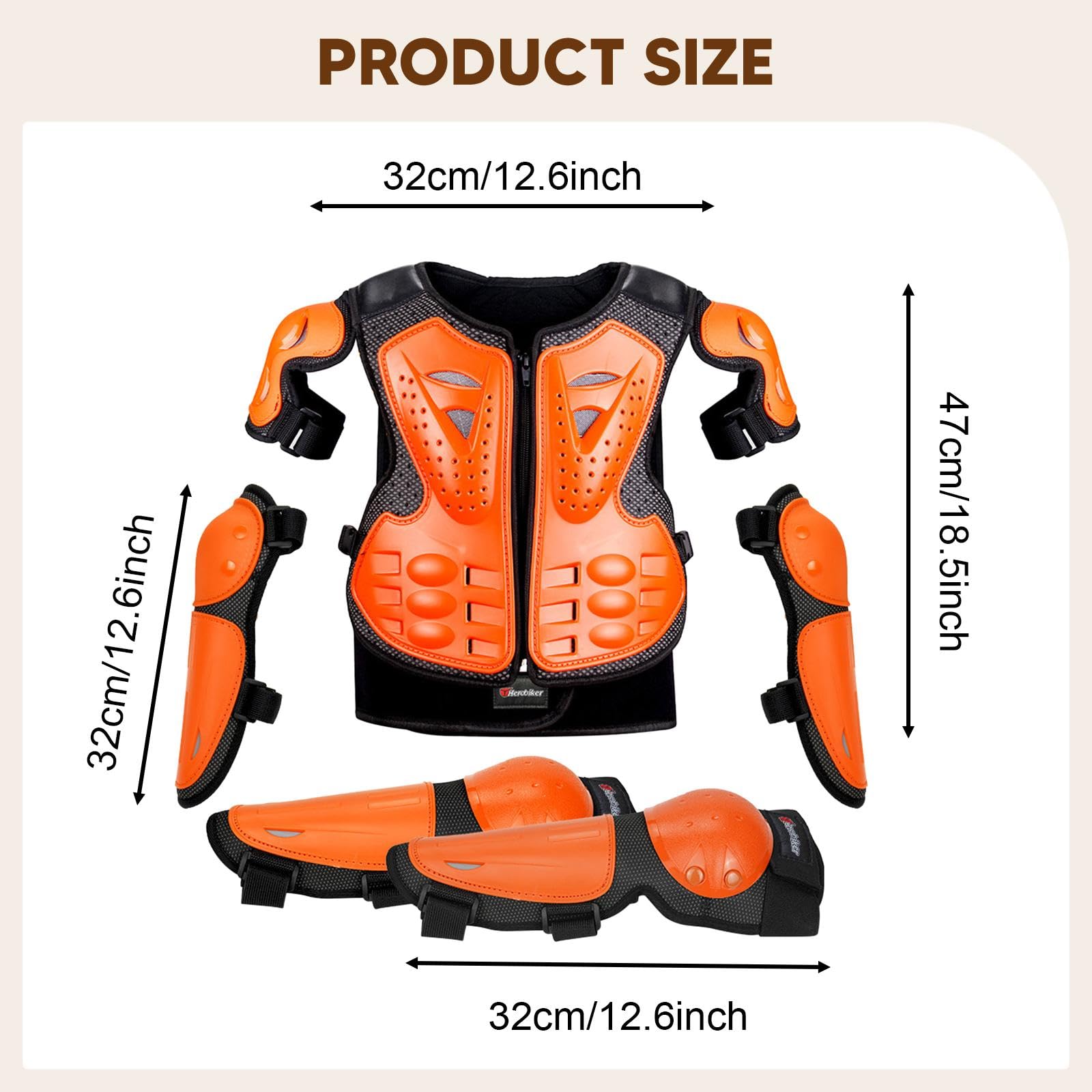 Kids Kit Protection Corps Entier Enfant Gilet Armure Poitrine Colonne Vertébrale Genouillères Coudières PVC