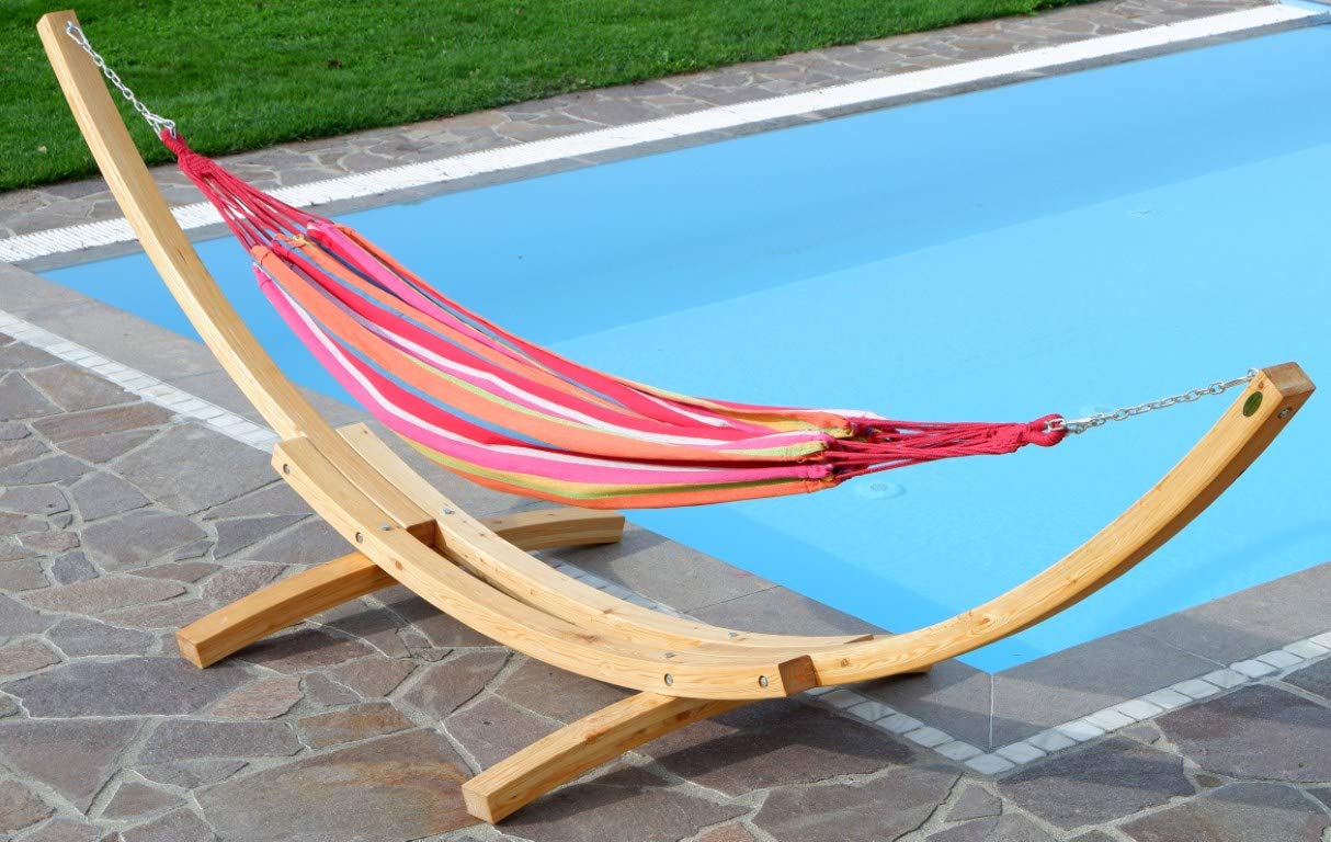 AS-S 410 cm XXL Conjunto de Hamaca (Madera de alerce barnizada, Incluye Hamaca, 410 cm) Ass Natur-Mona