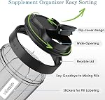 Pill Organizer,Supplement Organizer with 7 Compartments,Anti-Mix Medicine Organizer,with Wide Openings Design,Easy to Use,Pill Case Includes 20 Pcs Labels, Pill Dispenser (Black)