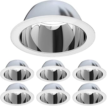 6 Inch Recessed Can Light Trim, Aluminum Reflector, Use with BR30/38/40, PAR30/38, LED, Incandescent, CFL, Halogen, for 6 in. Recessed Lighting Covers, 6 Pack