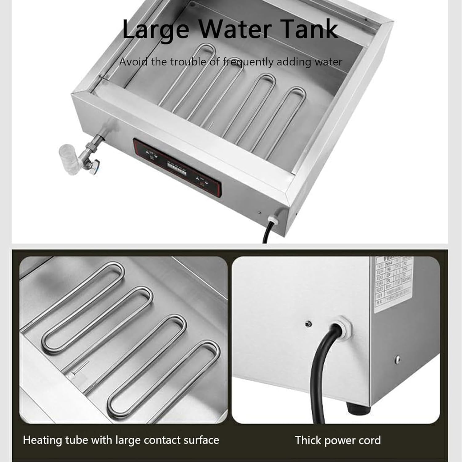 2-Hole Stainless Steel Electric Bun Steame, Anti-Dry Boiling Alarm, Steaming Warming Equipment for Household Catering~/
