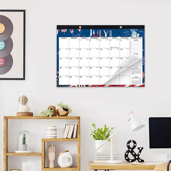 Wall Calendar July 2025-2026 - 18 Months Wall Calendar July 2025 to Dec 2026 with Julian Dates | Large Ruled Blocks Holiday-Themed Planner for To-Do List Goals Planning Organizing Schedule