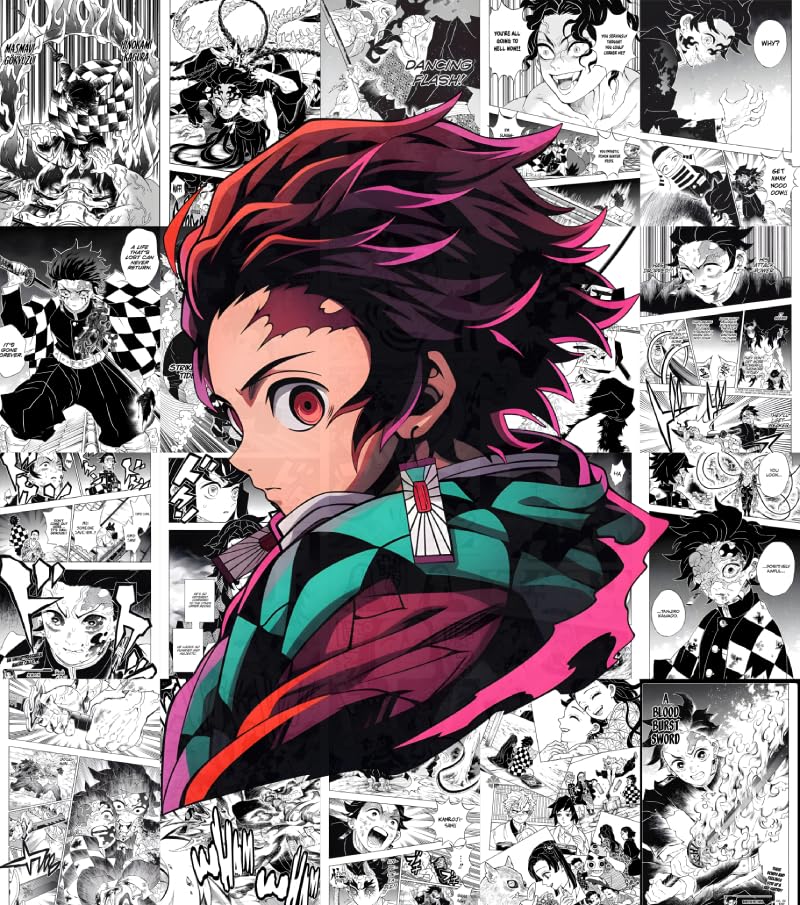 Image of Moment Prints Tanjiro Manga Collage Poster Set 2 - Set of 20, 210 mm x 297 mm, 300 GSM Paper, Tanjiro Posters, Tanjiro Kamado Poster (Tanjiro Manga 1) - Glue Dots Included, Cardstock