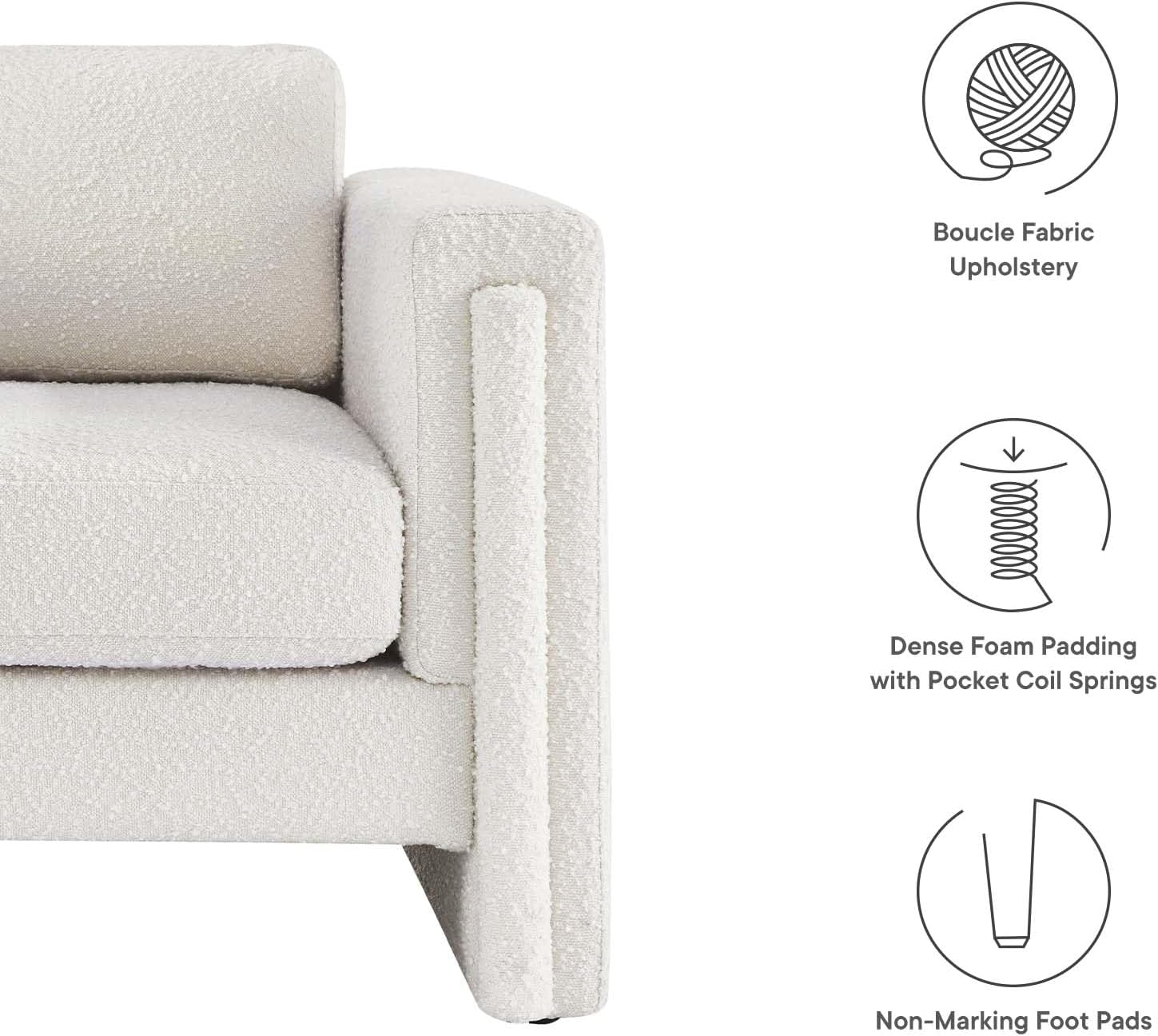 Modway EEI-6374-IVO Visible Boucle Fabric Armchair, Ivory
