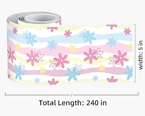 Vista 282 de FLFK Calcomanías de pared para despegar y pegar, para habitación de los niños, calcomanías de peces bajo el mar, 4 x 240 pulgadas (azul)