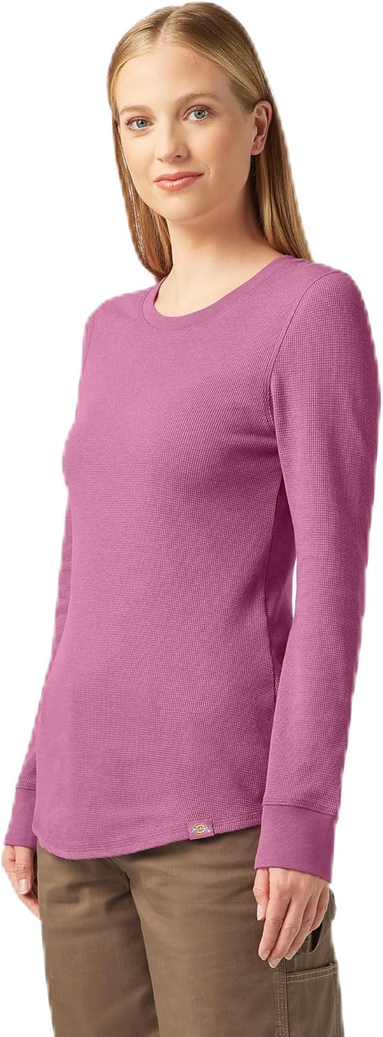 dickies women's thermal long sleeve shirt large pink