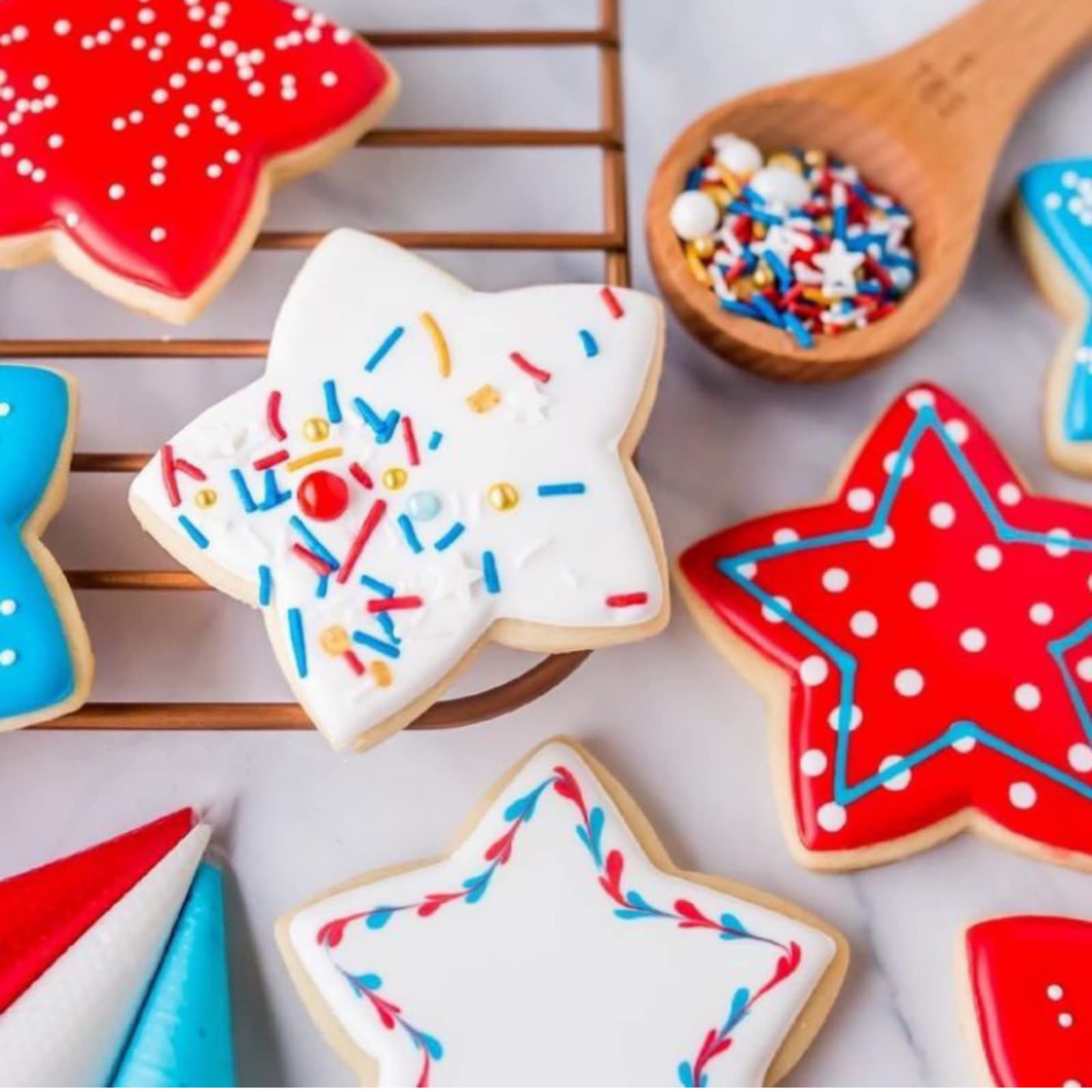 JOB JOL - Cortadores de galletas (4 unidades), diseño de estrella, para el 4 de julio