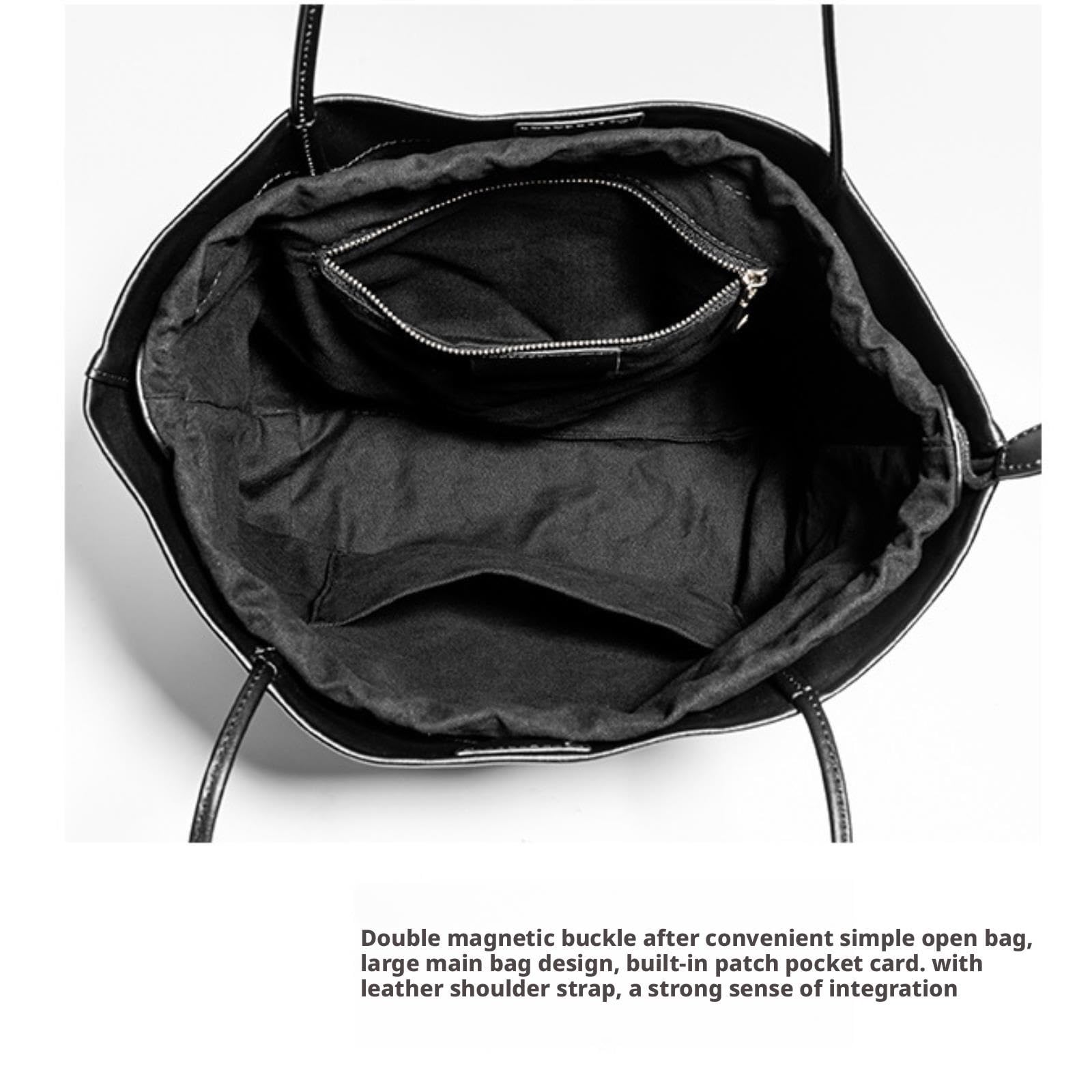 Torebka Slouchy Skórzana Torebka Z Zapięciem Magnetycznym, Uniwersalna I Pojemna Torba Podróżna(Black)