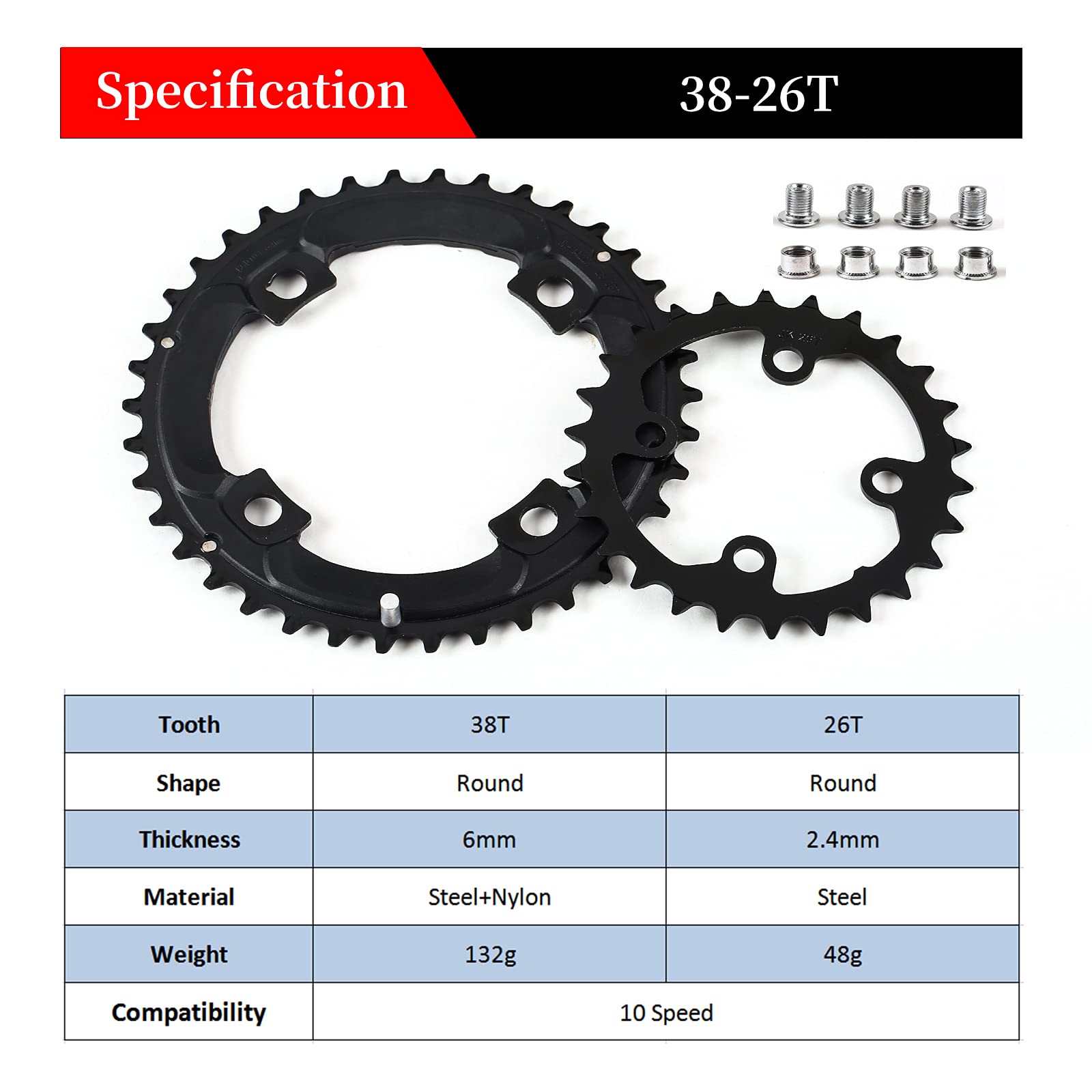 Amazon.com : BUCKLOS 64/104 BCD Bike Chainring Set with Pin, Steel