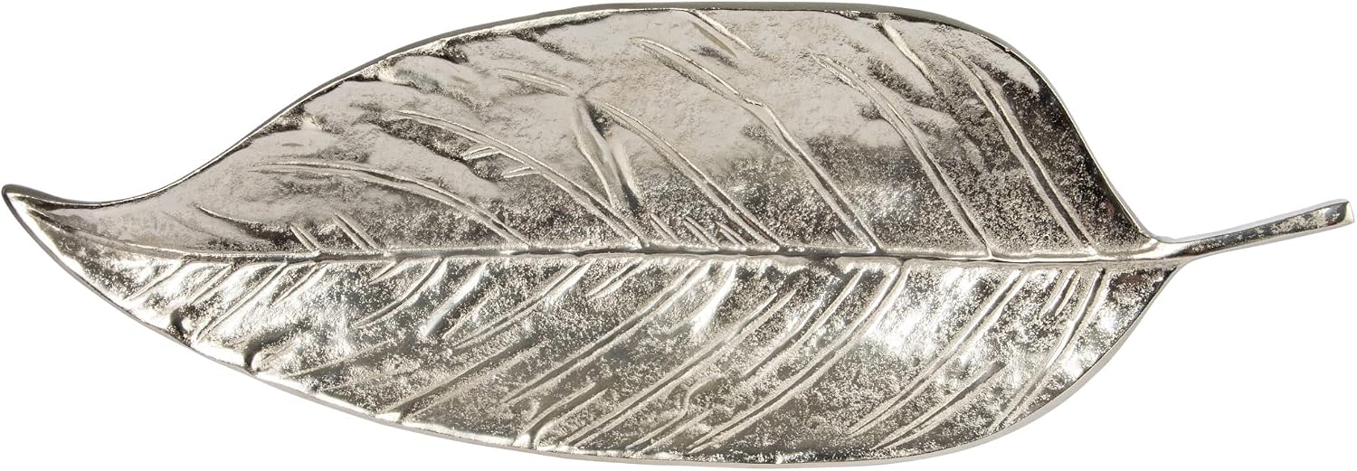 Aluminum Leaf Shaped Tray, Silver Finish