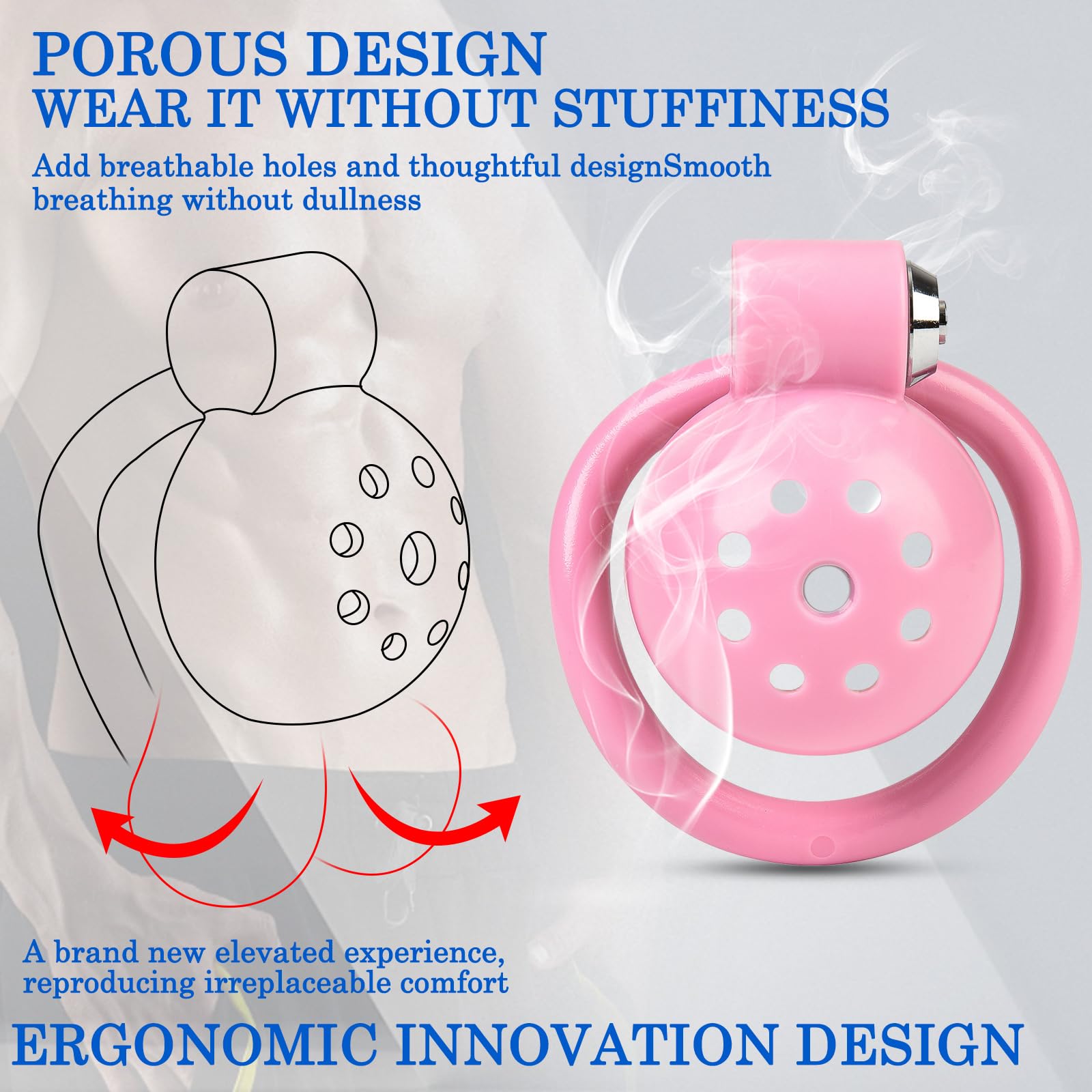BDSMJOY Chastity cage con 4 cock rings et Dilatatore uretrale cavo, Gabbia per il pene per una facile minzione, Male uomo pene Cock cage Sex Toys per Prevenire L'erezione (Rosa)