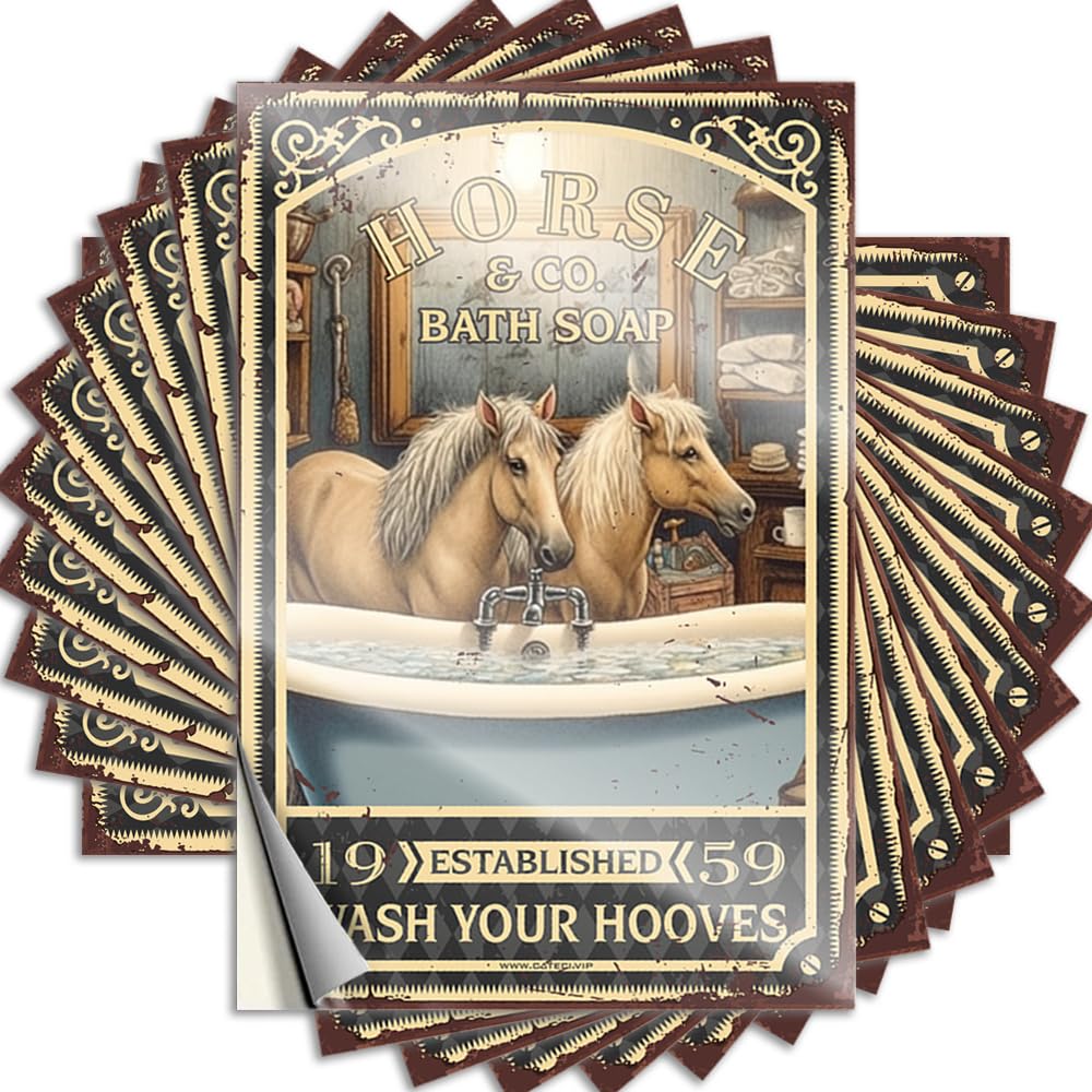 Tattoo Rustic Peel and Stick - Horse Bath Soap Wash Your Hooves Case Vintage Waterproof Vinyl for Cars(8X12CM)