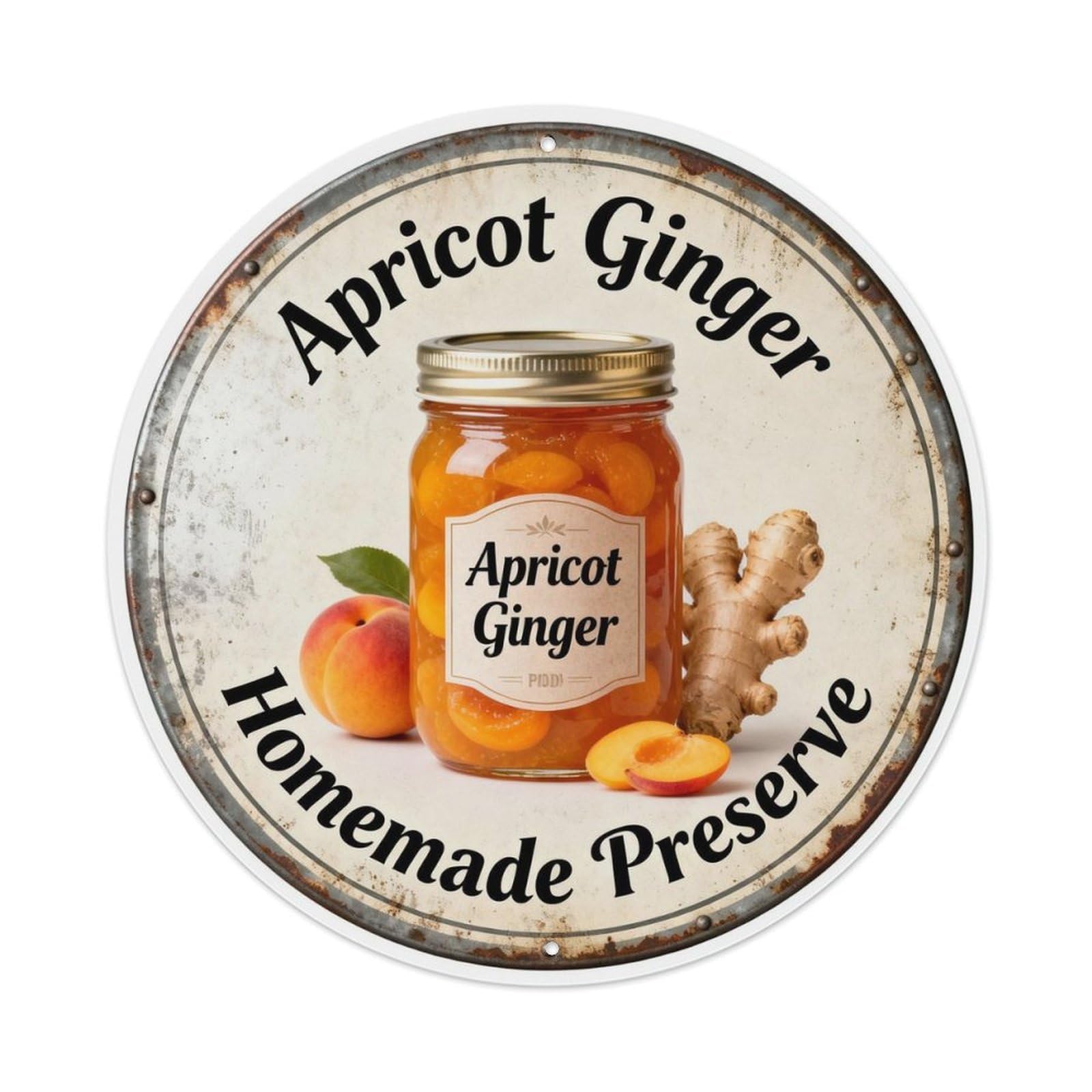 Apricot Ginger Homemade Preserve Metal Tin Sign Plaque