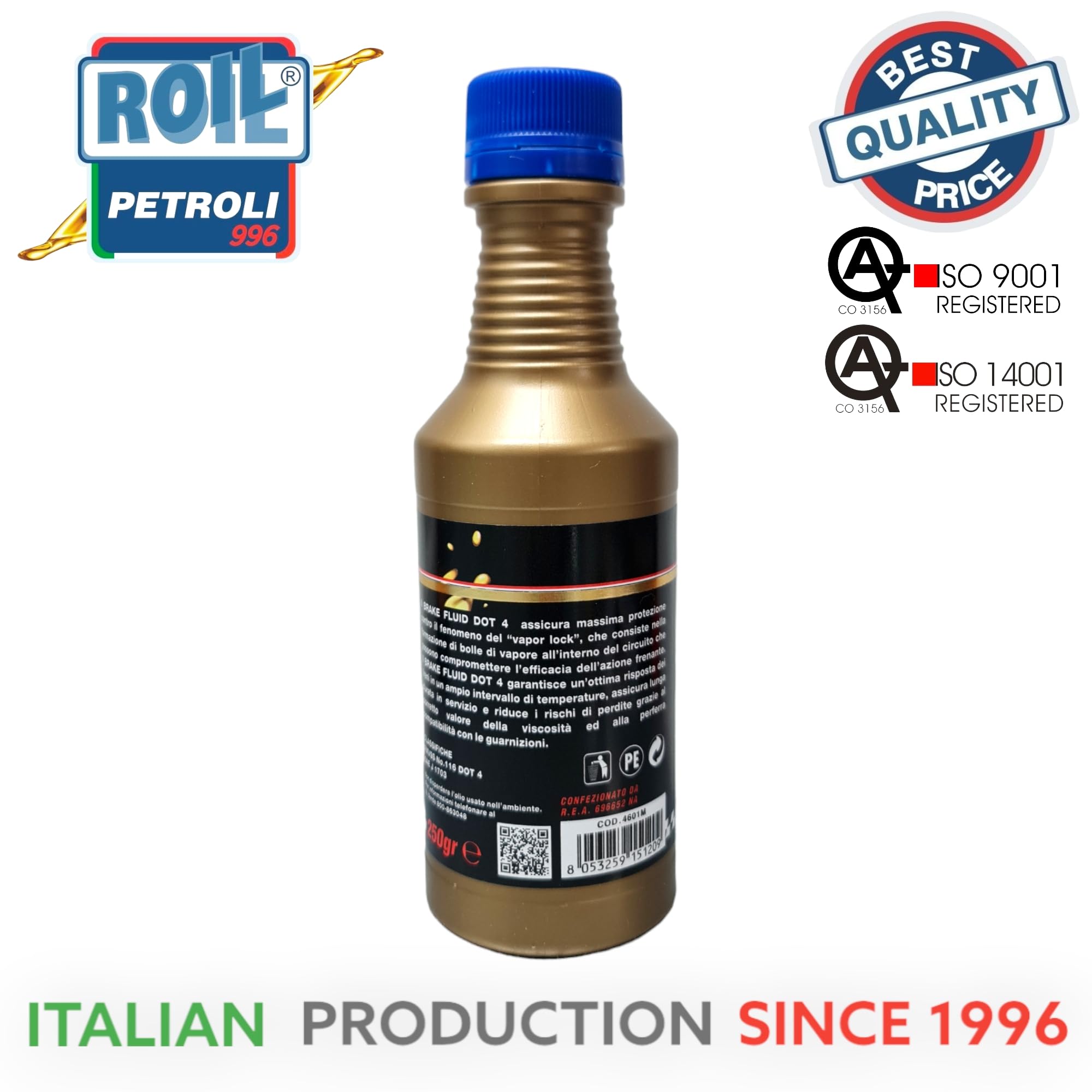 Roil Fluido Freni Brake DOT 4 ABS - Pratico Flacone richiudibile - 250 ml.