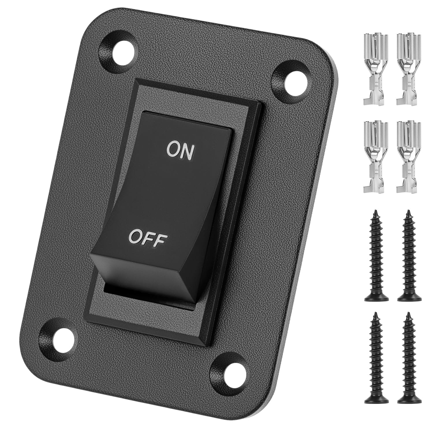 QWORK® Interruptor de 4 polos ON/OFF 12V 20A DPDT, panel con interruptor de palanca, para autocaravanas, remolques, barcos