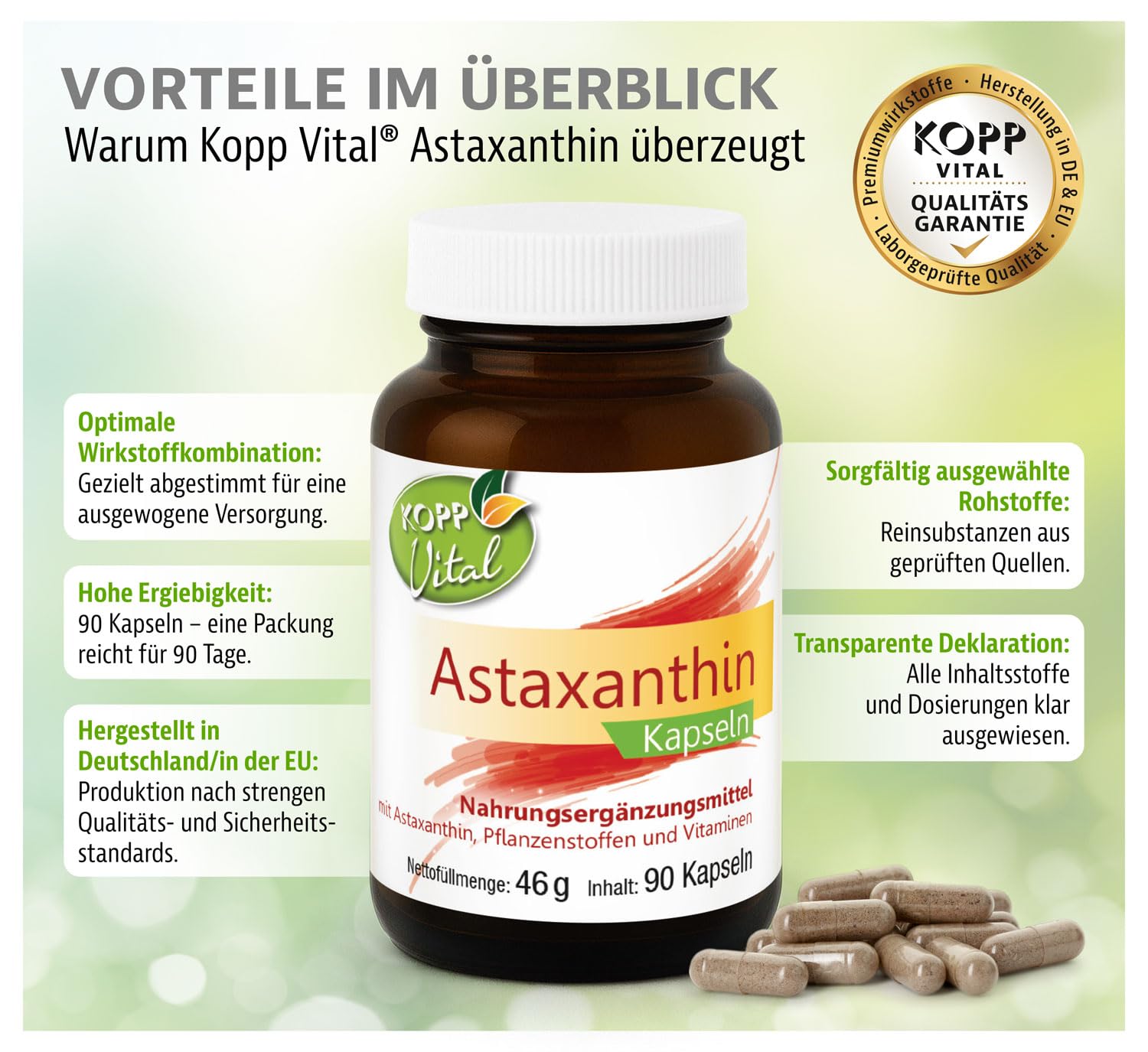 KOPP Vital® Astaxanthin Kapseln, 1 x 90 Kapseln, 46 g