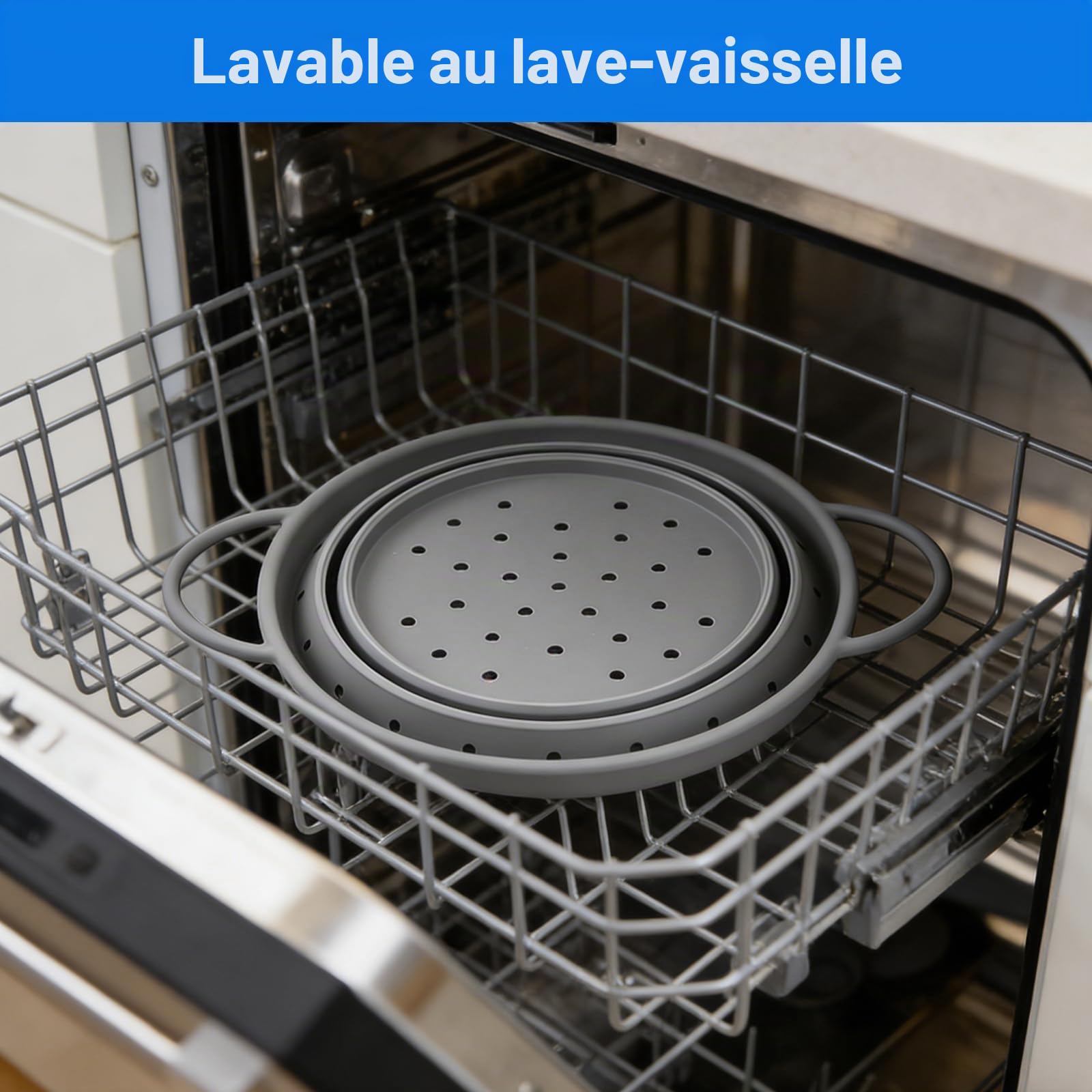 Passoire Pliable en Silicone 28 cm Sans BPA Cuisine Camping Gris