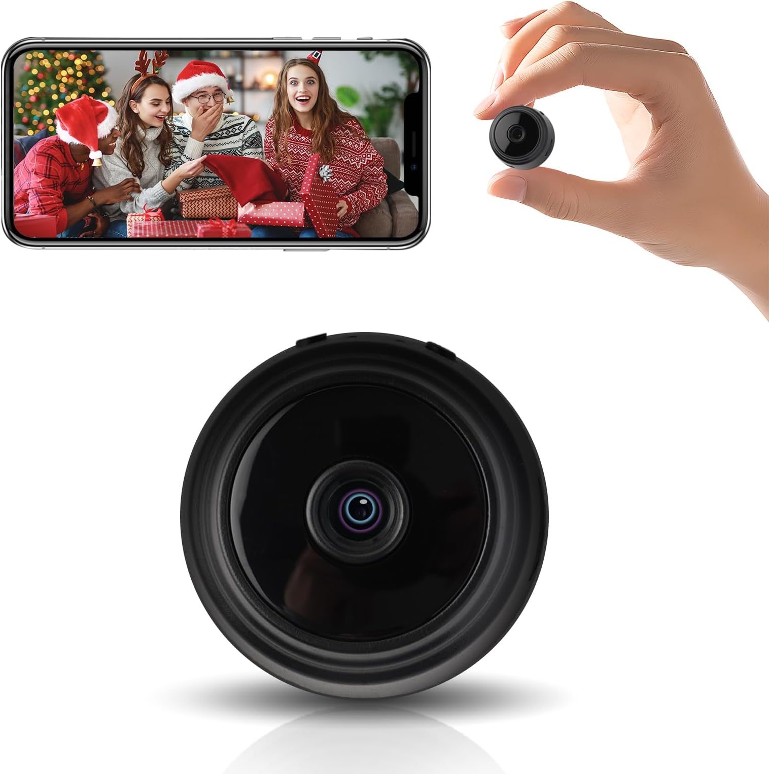 Hidden Cameras -WiFi Wireless -Nanny Cam -1080P HD Security Camera-Best Mini -Car Cameras for Surveillance-Surveillance Camera with Motion Detection and Night Vision (Black and White)