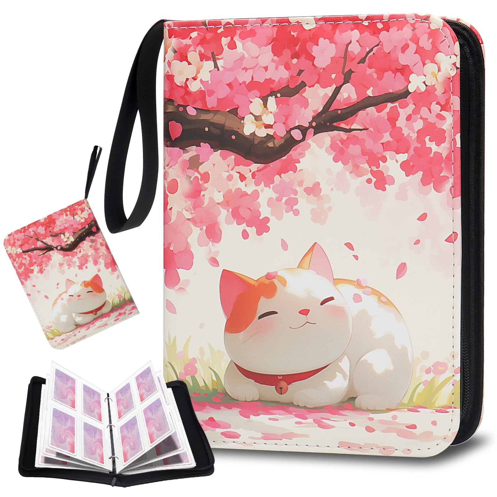 Card Binder 4 Pockets, HYNANCE Card Holder for Yoto Cards 400 Pockets Portable Trading Card Binder with 50 Removable Card Sleeves and Zipper for Boys Girls Organized