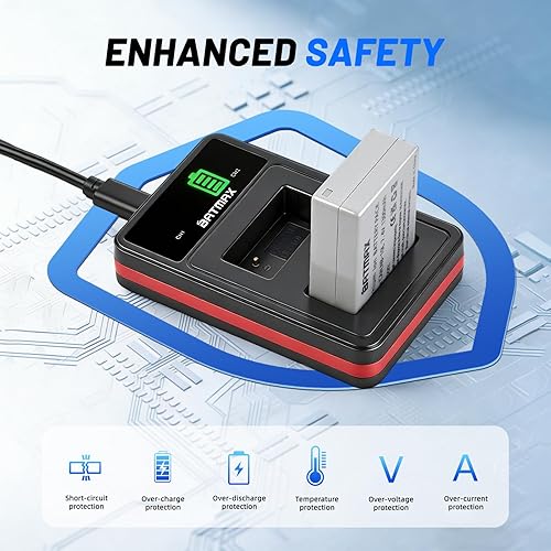 Miniatura 5 de Batmax Paquete de 2 baterías NB-10L de alta capacidad (1300 mAh) + cargador USB doble integrado para batería Canon NB-10L; cámaras digitales Canon