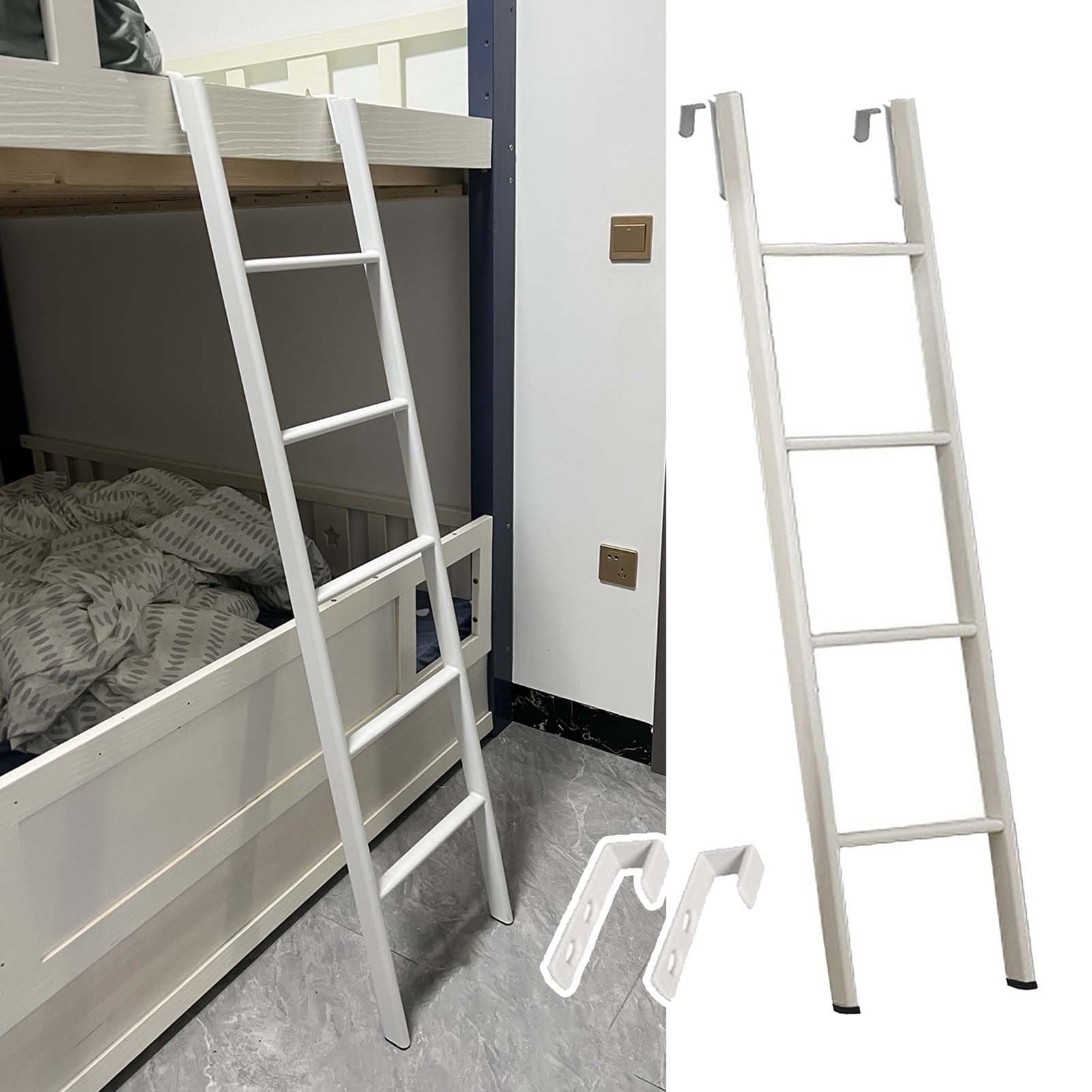 Adult Kids Metal Twin Bed Ladders with 2 Hook, 120 125 130 135 140 150 160 165 170 180cm Rv Bunk Bed Ladder, Adjustable Short Step for Dorm Home Loft(135cm/53")
