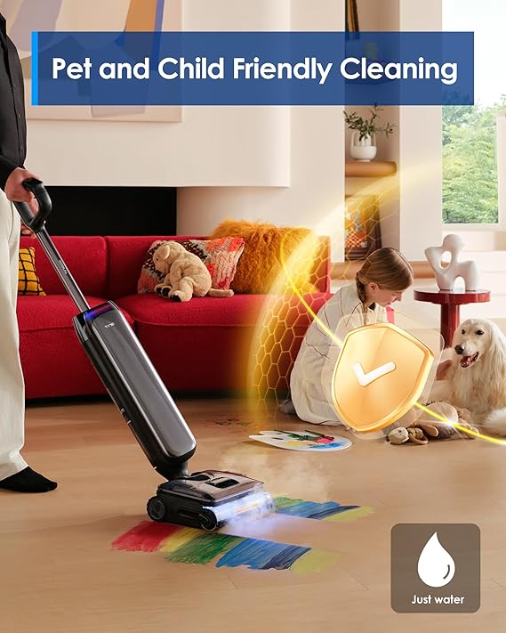 Tineco Floor One S9 Artist Steam Wet Dry Vacuum Cleaner, High-Temp Steam Cleaning, 22kPa Suction, 360 SmoothDrive, Anti-Tangle Design, 185F Flashdry, Long Runtime, 180 Lay-Flat