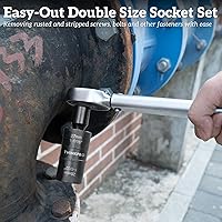 Vista 6 de Lug Nut Removal Tool,5 piece Wheel Lock Remover Kit，Double Side Lug Nut Extractor Set 1/2 Inch Drive,Stripped Lug Nut Remover for Removing Damaged