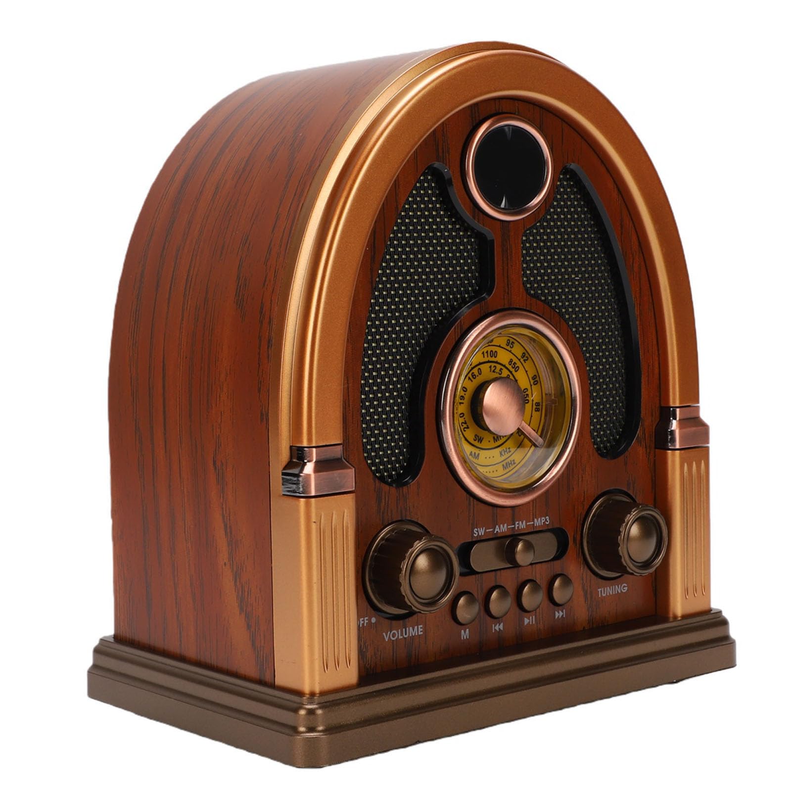 Goshyda Radio Am FM SW Portátil Vintage con Bluetooth (Oscuro) | Altavoz de radio retro, batería recargable de 2000 mah, antena retráctil, estéreo inalámbrico verdadero, para uso en