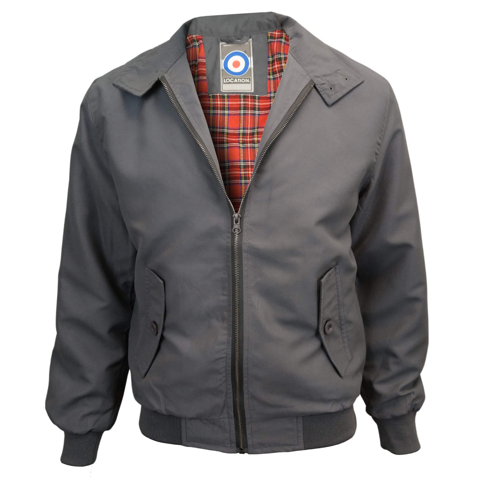 Location Tartan Lining Harrington Jacket (Heather Grey, S 36-38)
