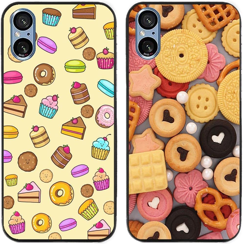 Case For Sony Xperia 5 V / 5V / 5-V,Biscuits And Cakes Printed Durable Degradable TPU Silicone Gel Thin Back Phone Case Cover,2 Pcs/lot