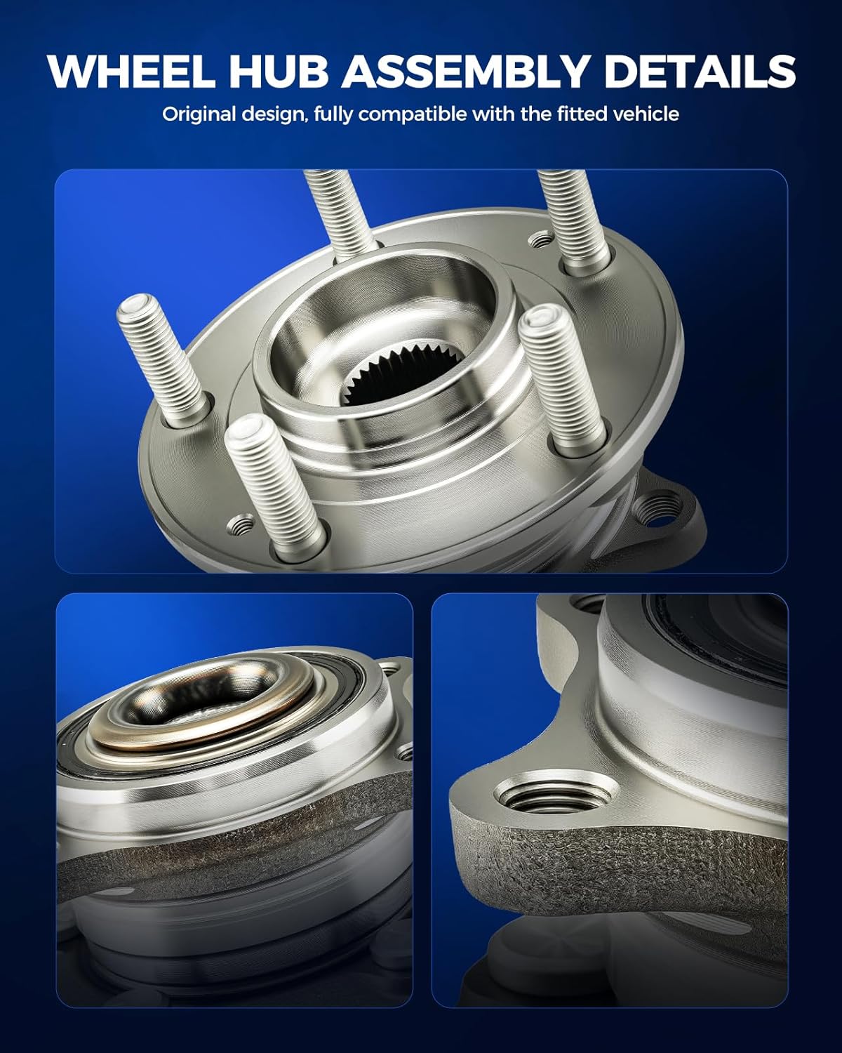 KAX 2 x 513374 Front Wheel Bearing and Hub Assembly, Fit for Hyundai Nexo, Sonata, Tucson, Veloster N2, for Kia Cadenza, Optima, Sportage, 2015-2021, with 5 Lugs, Non-ABS, HA590613, BR930923