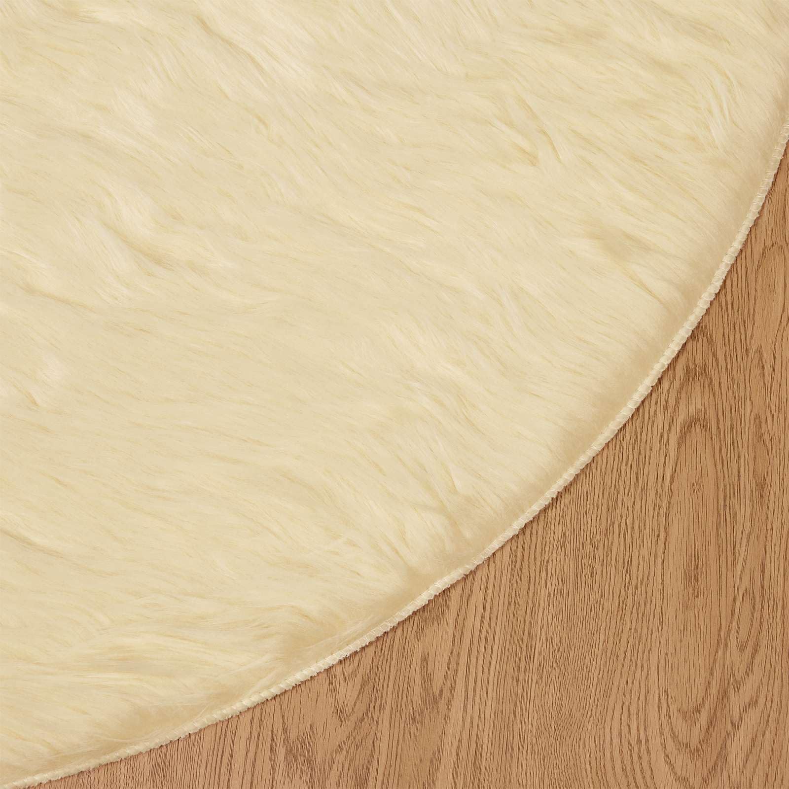 TAFALLA Tapis en peau de mouton synthétique rond Ø 200 cm – Imitation peau d'agneau moelleux à poils longs crème – Tapis de salon doux pour un intérieur confortable – Tapis en fausse fourrure